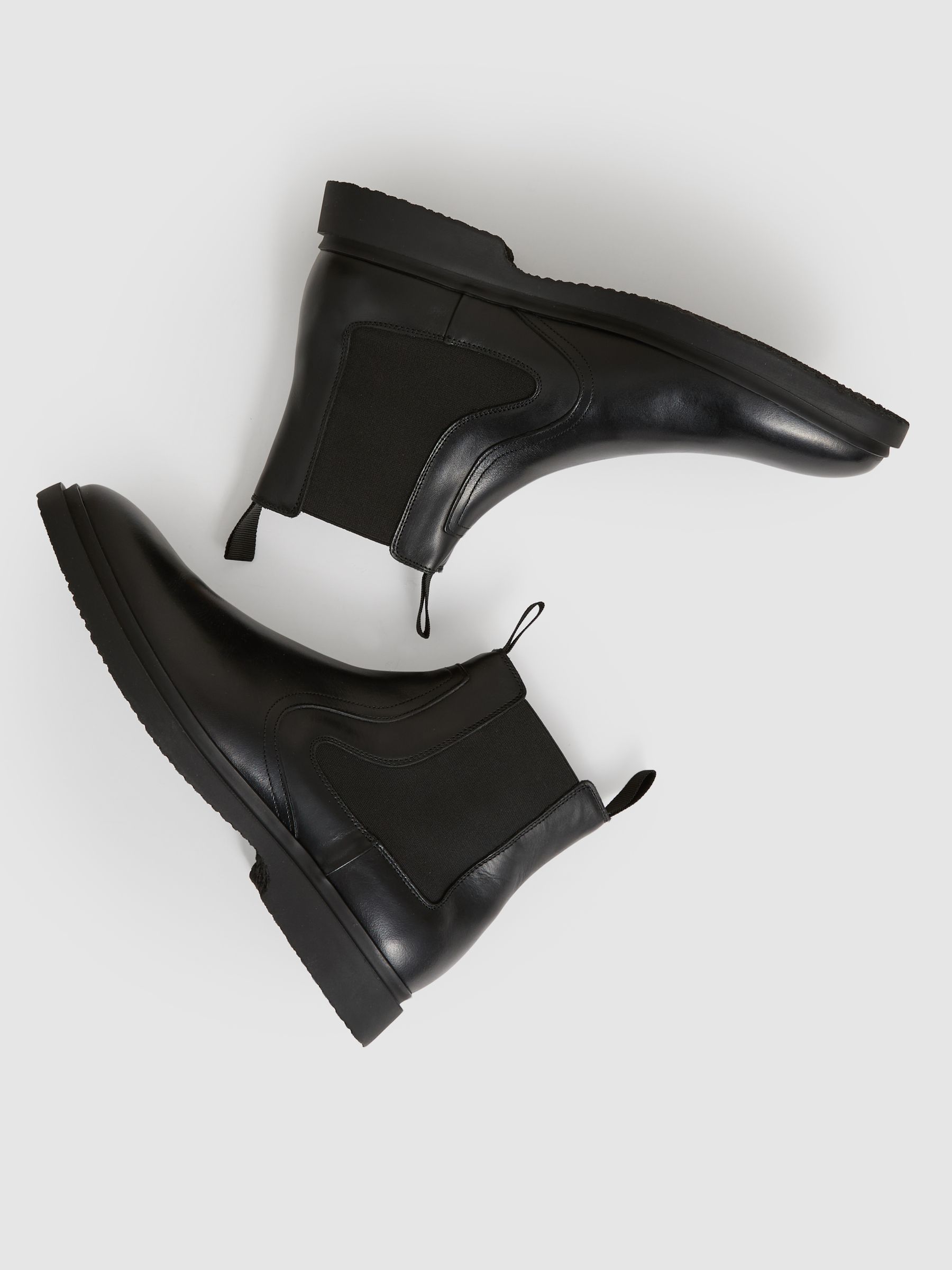 Leather Rubber Sole Chelsea Boots in Black - Image 3 of 6
