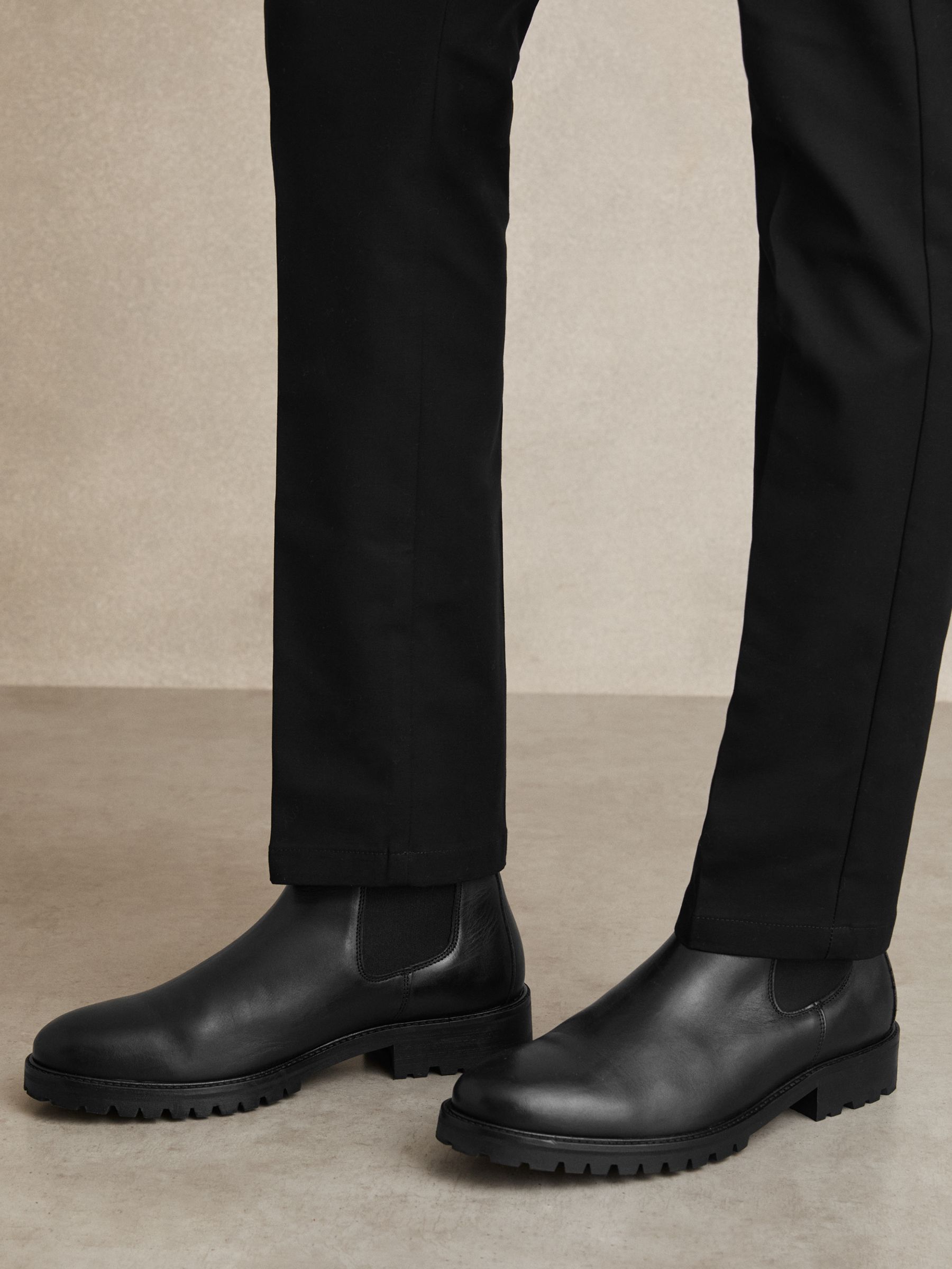 Leather Rubber Sole Chelsea Boots in Black - Image 5 of 6