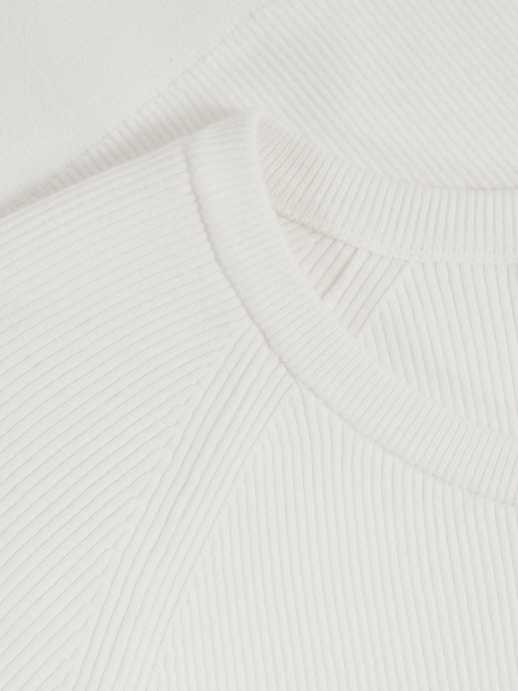 Ribbed Knit Crew T-Shirt in White - Image 5 of 5