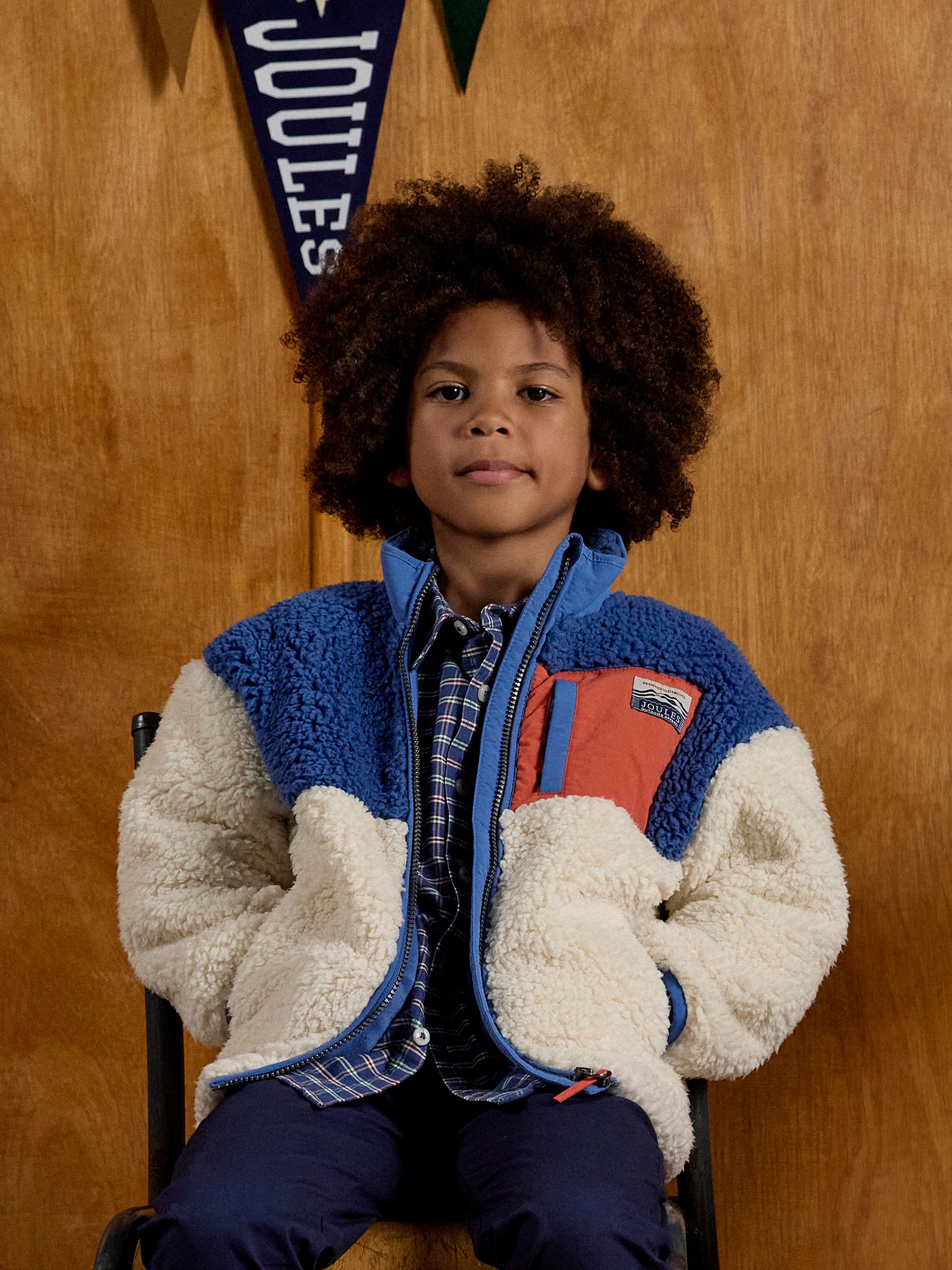 Boys' Billy Cream and Blue Zip Through Fleece - Image 1 of 7