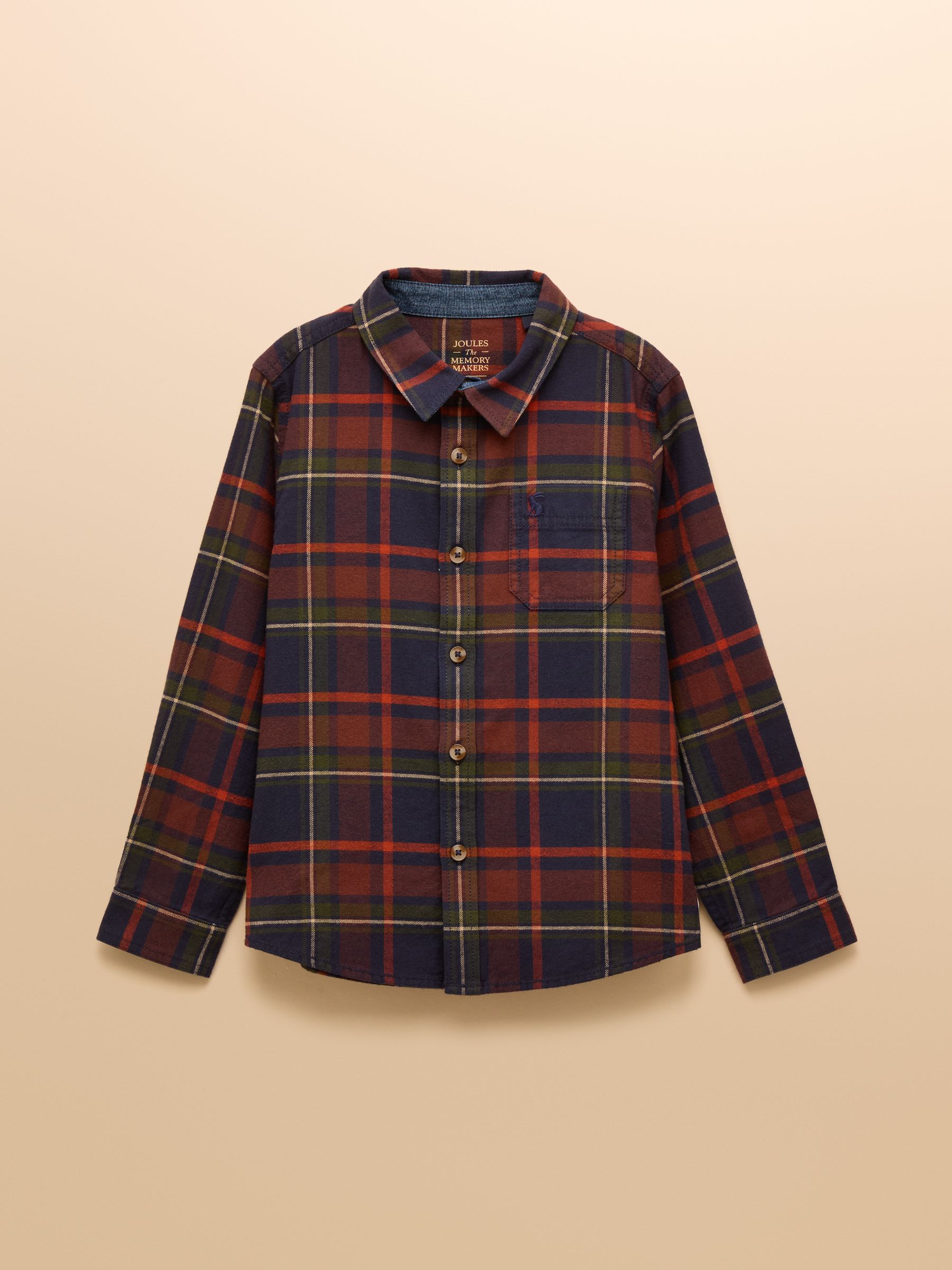 Boys' Brushed Navy Check Flannel Checked Shirt - Image 1 of 4 Boys' Brushed Navy Check Flannel Checked Shirt - Image 1 of 4