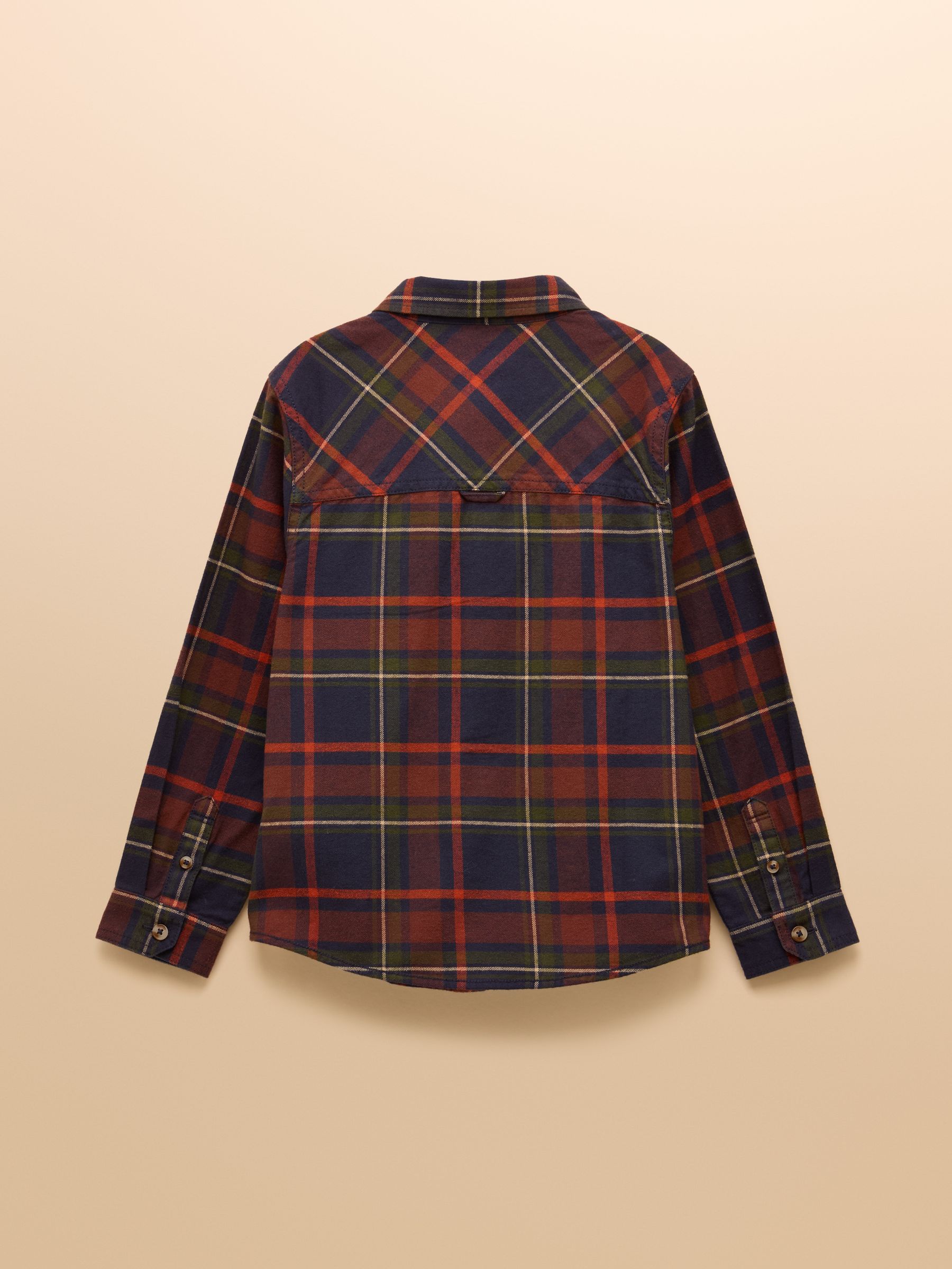 Boys' Brushed Navy Check Flannel Checked Shirt - Image 2 of 4 Boys' Brushed Navy Check Flannel Checked Shirt - Image 2 of 4