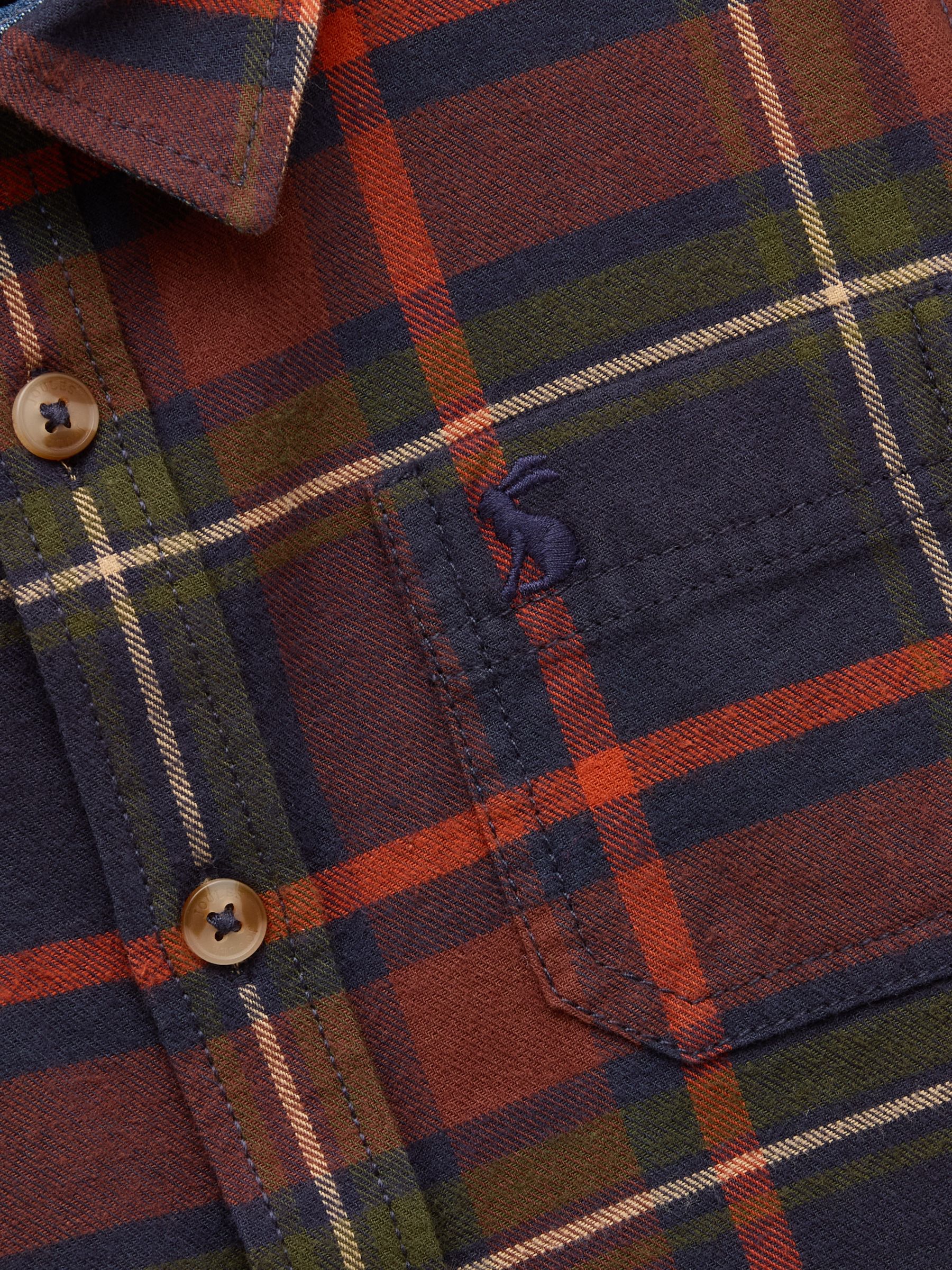 Boys' Brushed Navy Check Flannel Checked Shirt - Image 3 of 4