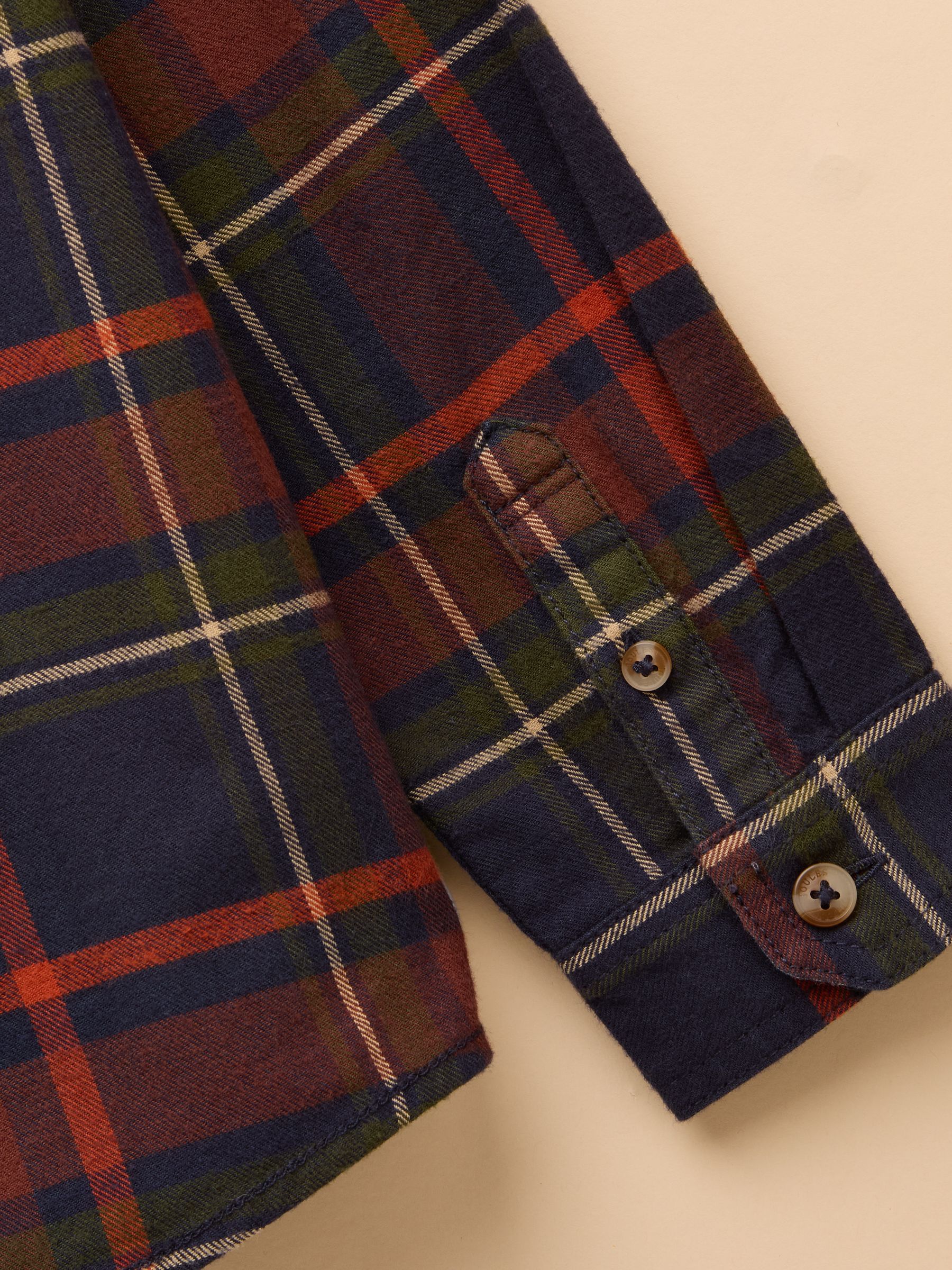 Boys' Brushed Navy Check Flannel Checked Shirt - Image 4 of 4