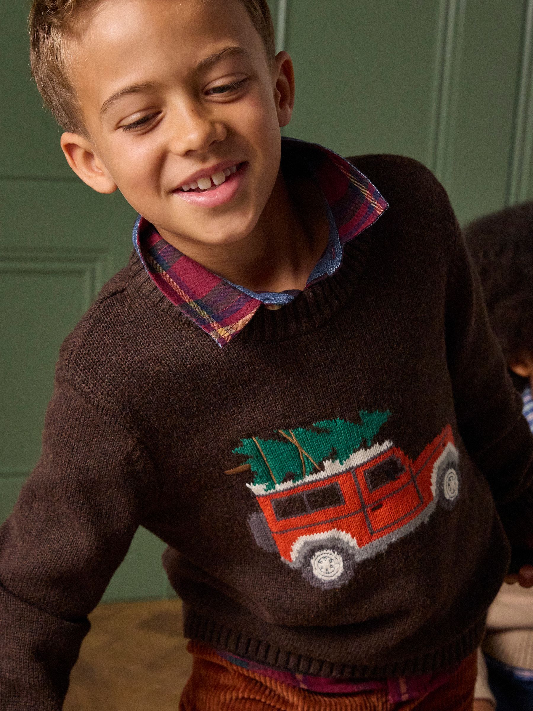 Kids' Cracking Brown Intarsia Knit Jumper - Image 2 of 6