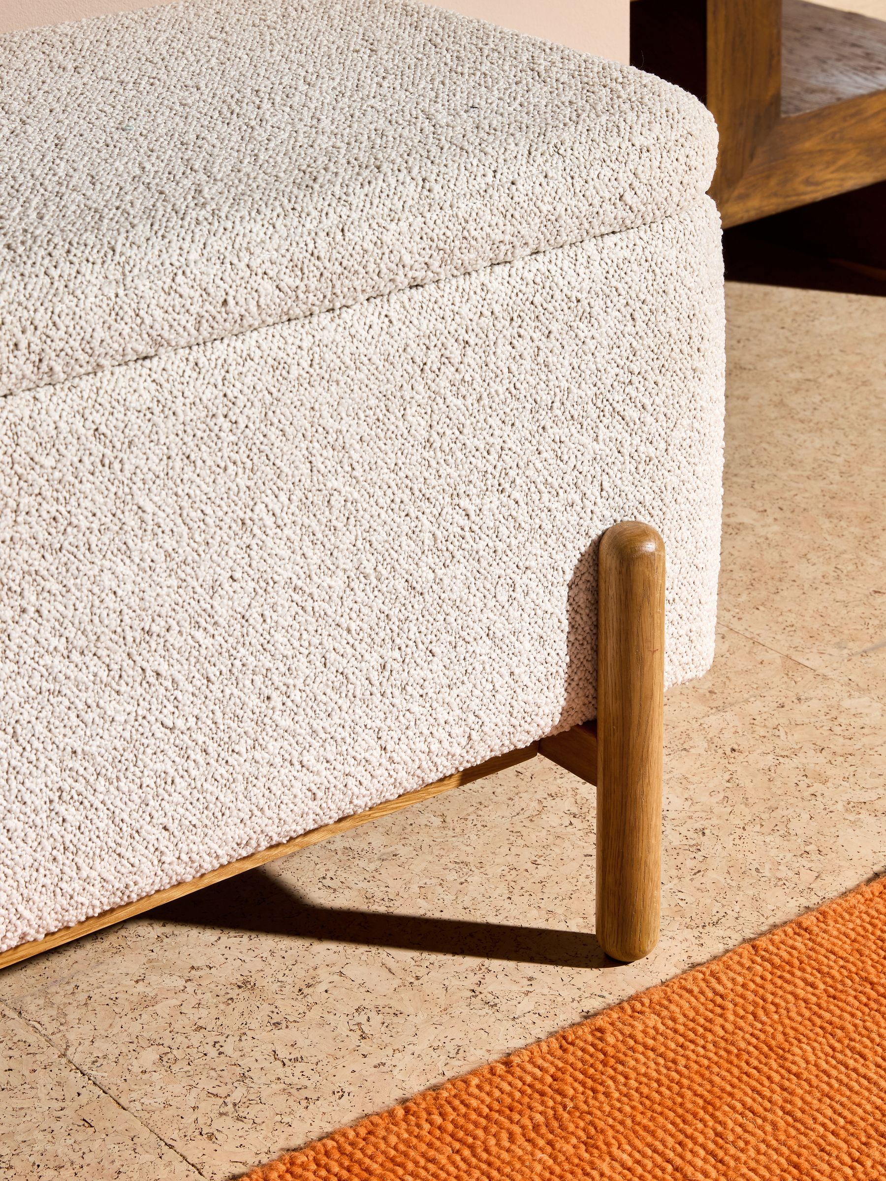 Asare Storage Ottoman Bench in Off White Pax Boucle - Image 2 of 4 Asare Storage Ottoman Bench in Off White Pax Boucle - Image 2 of 4