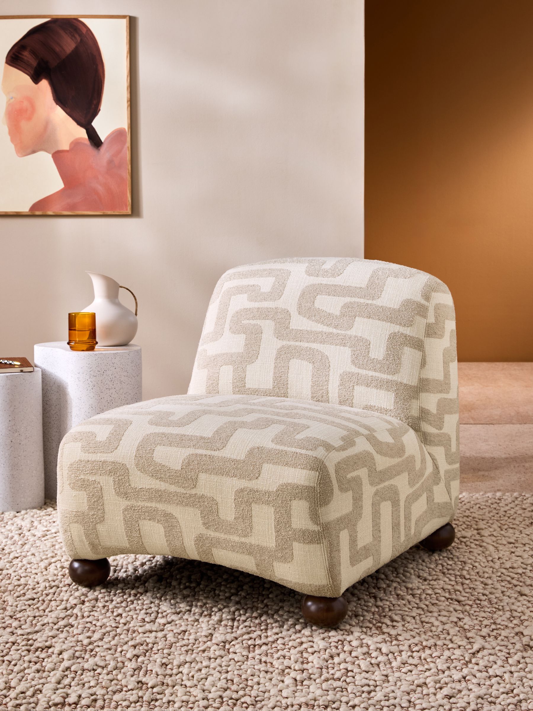 Elwen Accent Chair in Clyde Abstract Weave Natural Sand - Image 1 of 5