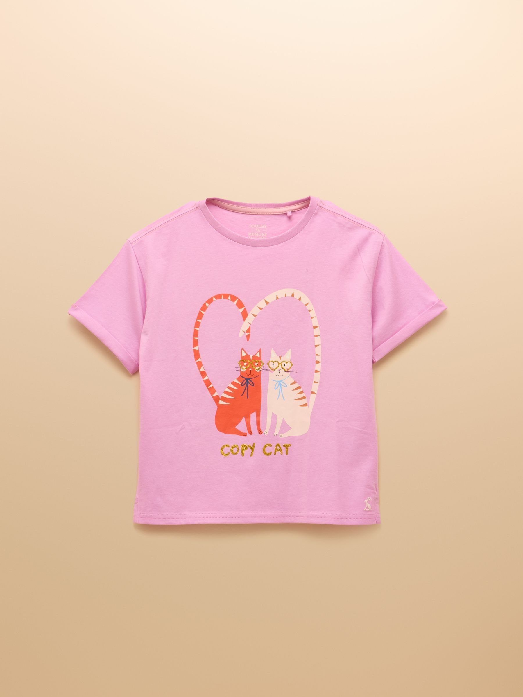 Girls' Fundays Purple Cat Short Sleeve Screenprint T-Shirt - Image 1 of 5