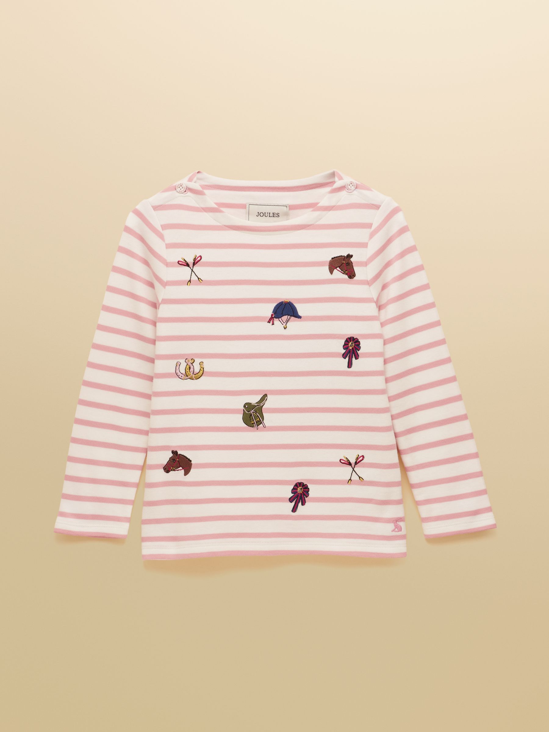 Girls' Harbour Pink & Cream Long Sleeve Jersey Top - Image 1 of 5