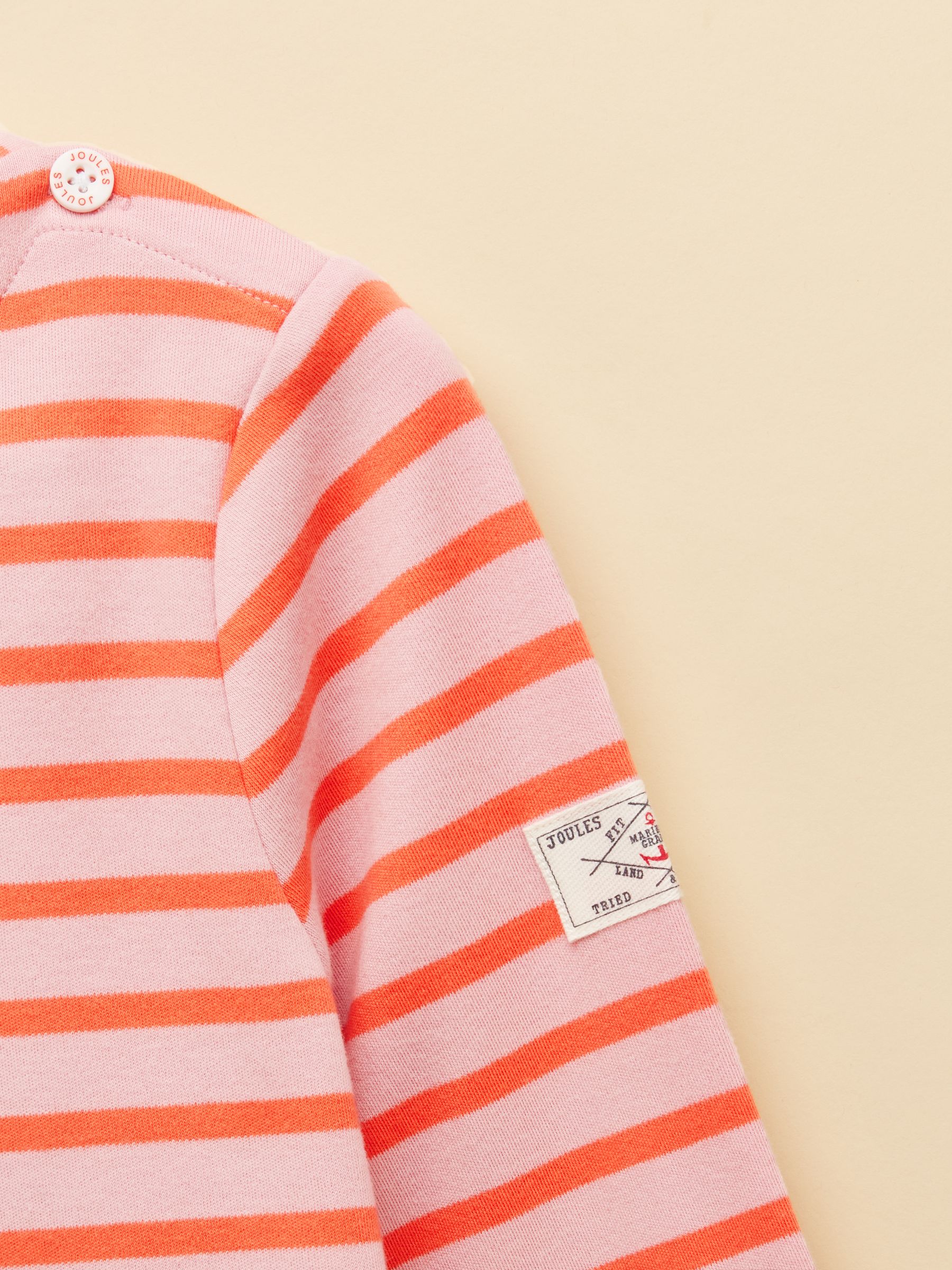 Girls' Harbour Pink and Orange Stripe Long Sleeve Jersey Top - Image 3 of 5
