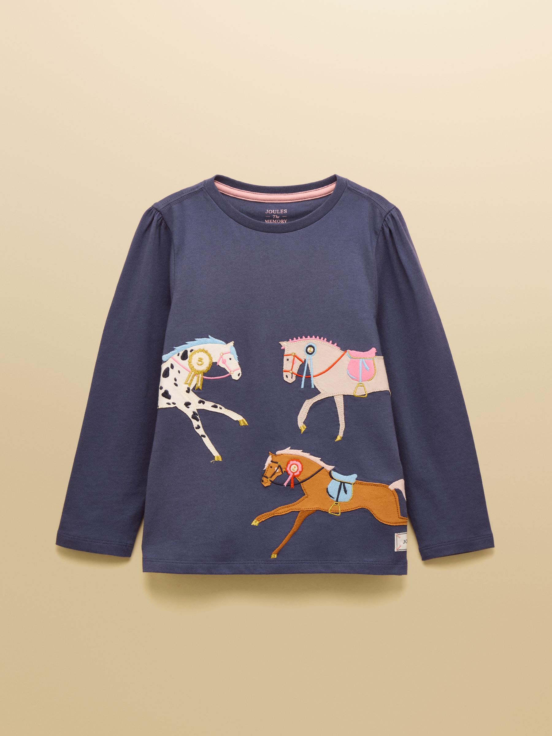 Girls' Ava Blue Horse Applique Long Sleeve Top - Image 1 of 4