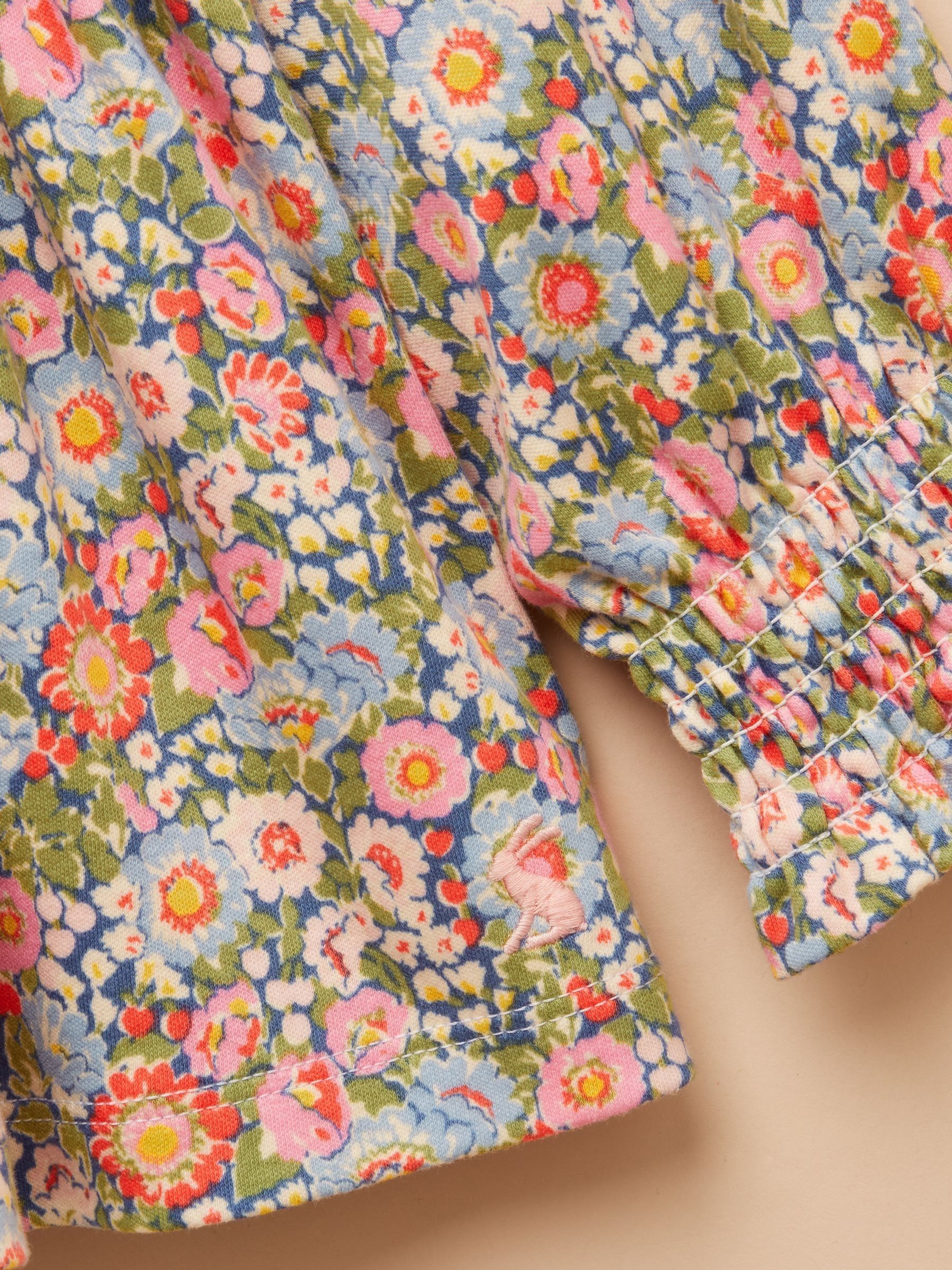 Girls' Gracie Pink Ditsy Long Sleeve Shirred Top - Image 6 of 8