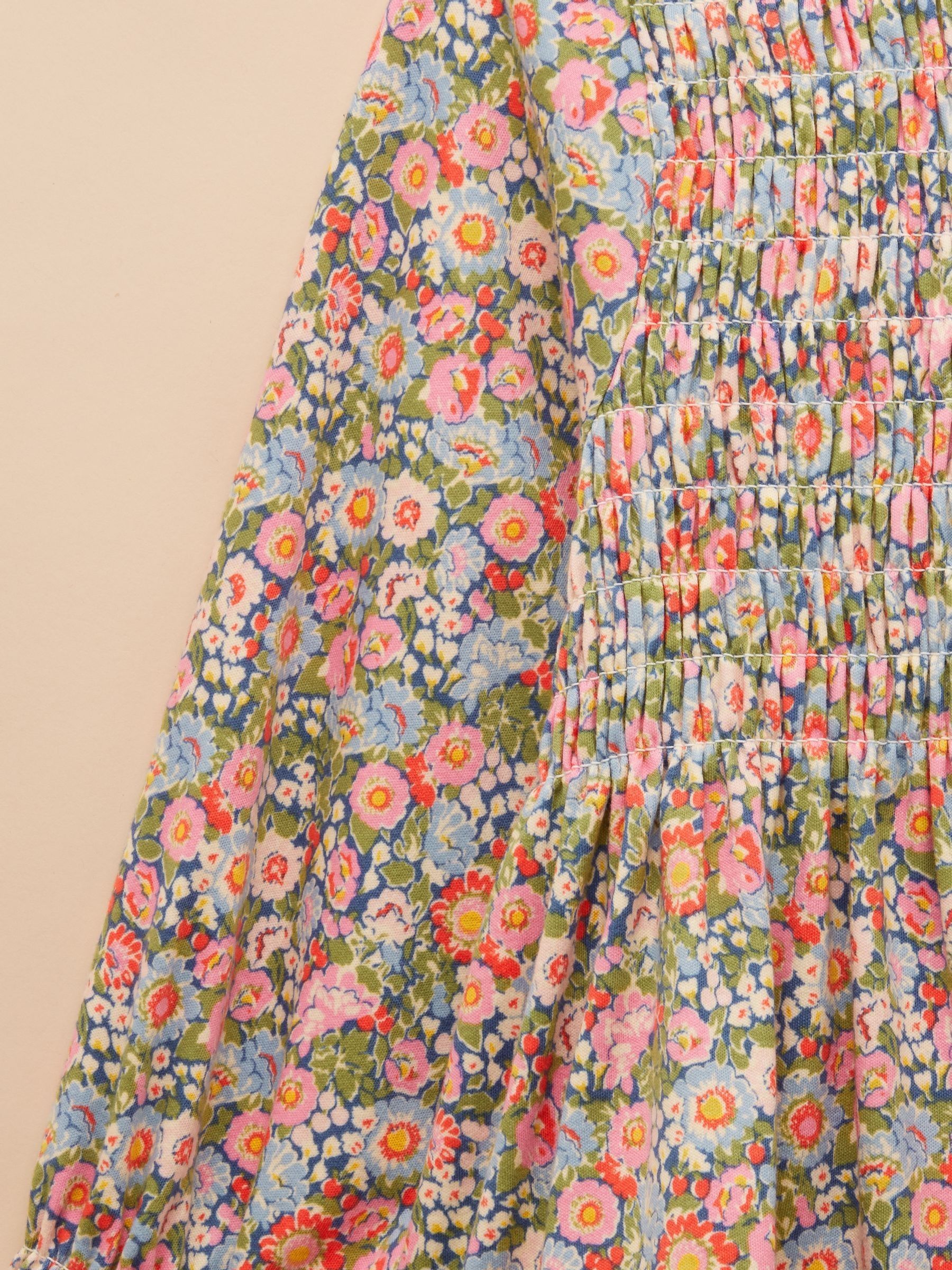 Girls' Gracie Pink Ditsy Long Sleeve Shirred Top - Image 7 of 8