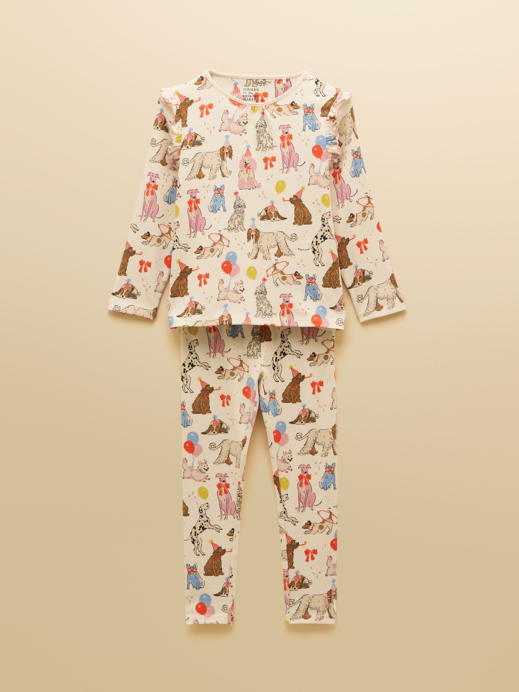 Girls' Kipwell Cream Dogs Long Sleeve Pyjama Set - Image 1 of 5