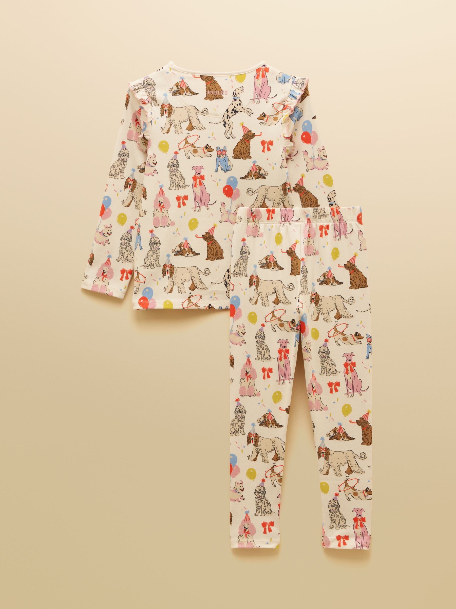 Girls' Kipwell Cream Dogs Long Sleeve Pyjama Set - Image 2 of 5