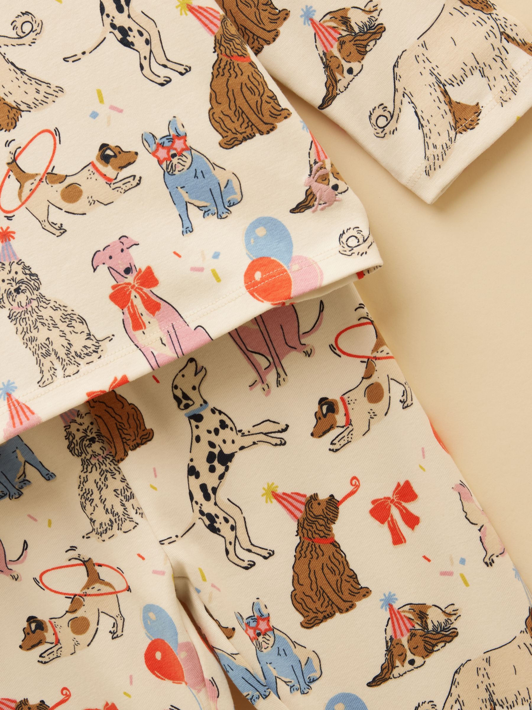 Girls' Kipwell Cream Dogs Long Sleeve Pyjama Set - Image 4 of 5