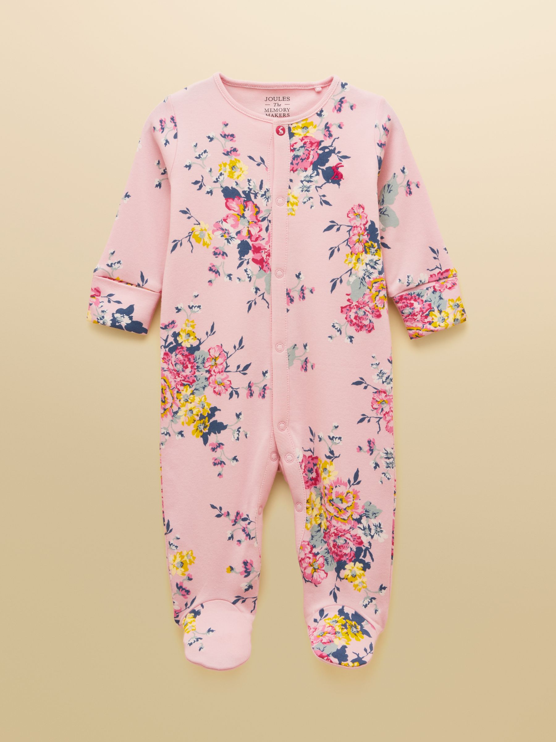 Razamataz Pink Floral Cotton Babygrow - Image 1 of 4