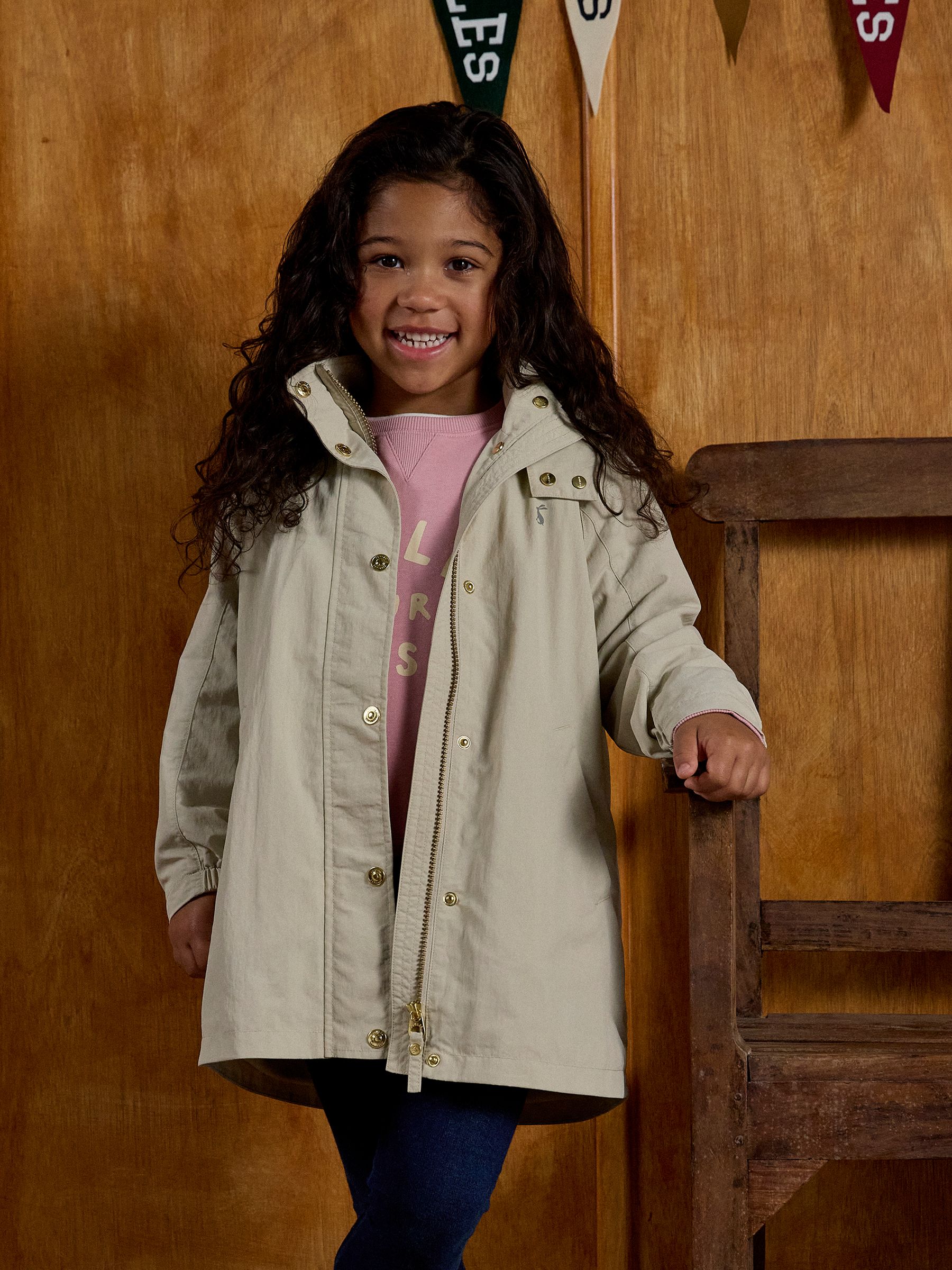 Girls' Meadow Stone Longline Showerproof Coat - Image 1 of 10