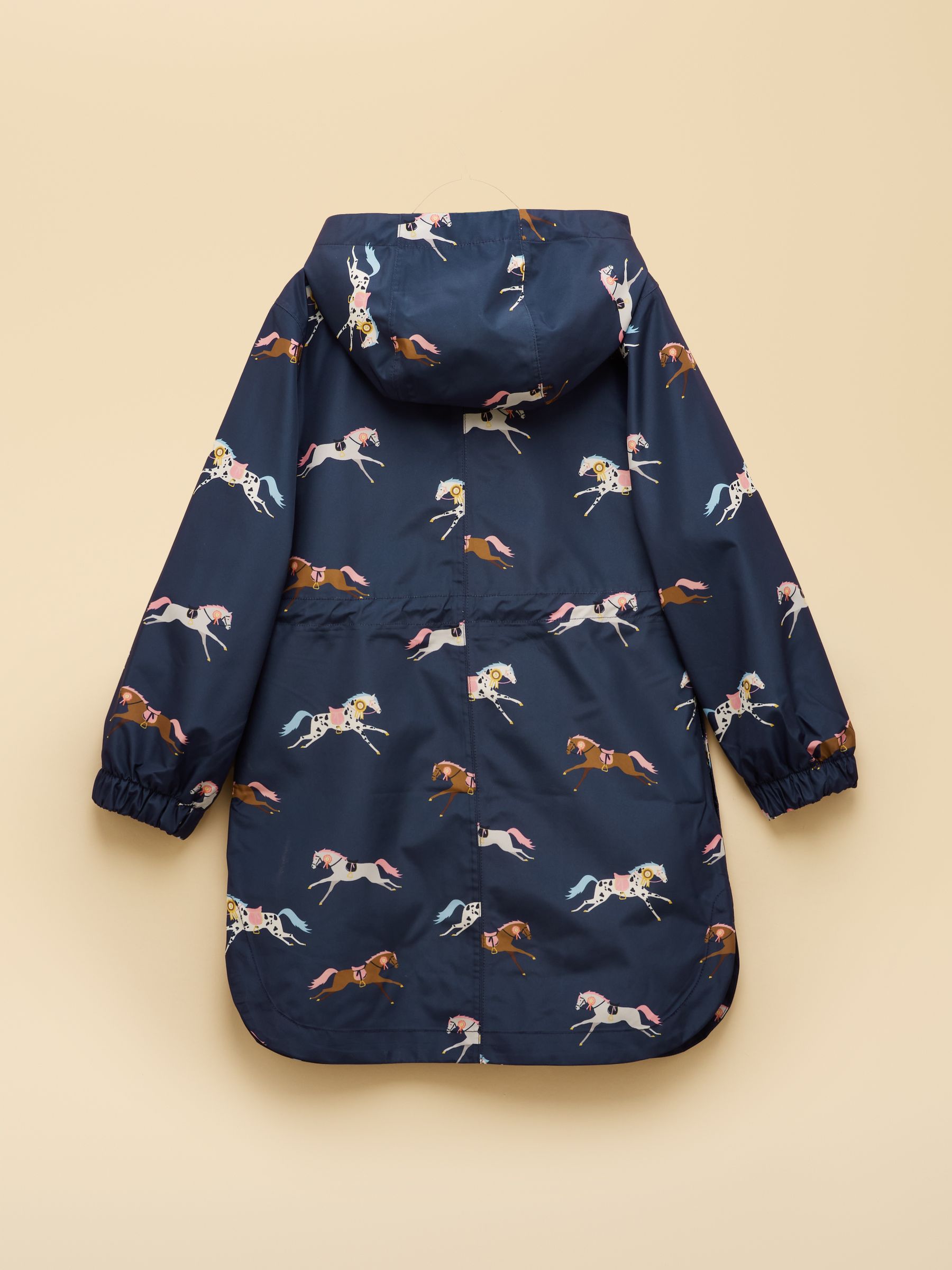 Girls' Rainford Navy Horse Waterproof Packable Raincoat - Image 2 of 6 Girls' Rainford Navy Horse Waterproof Packable Raincoat - Image 2 of 6