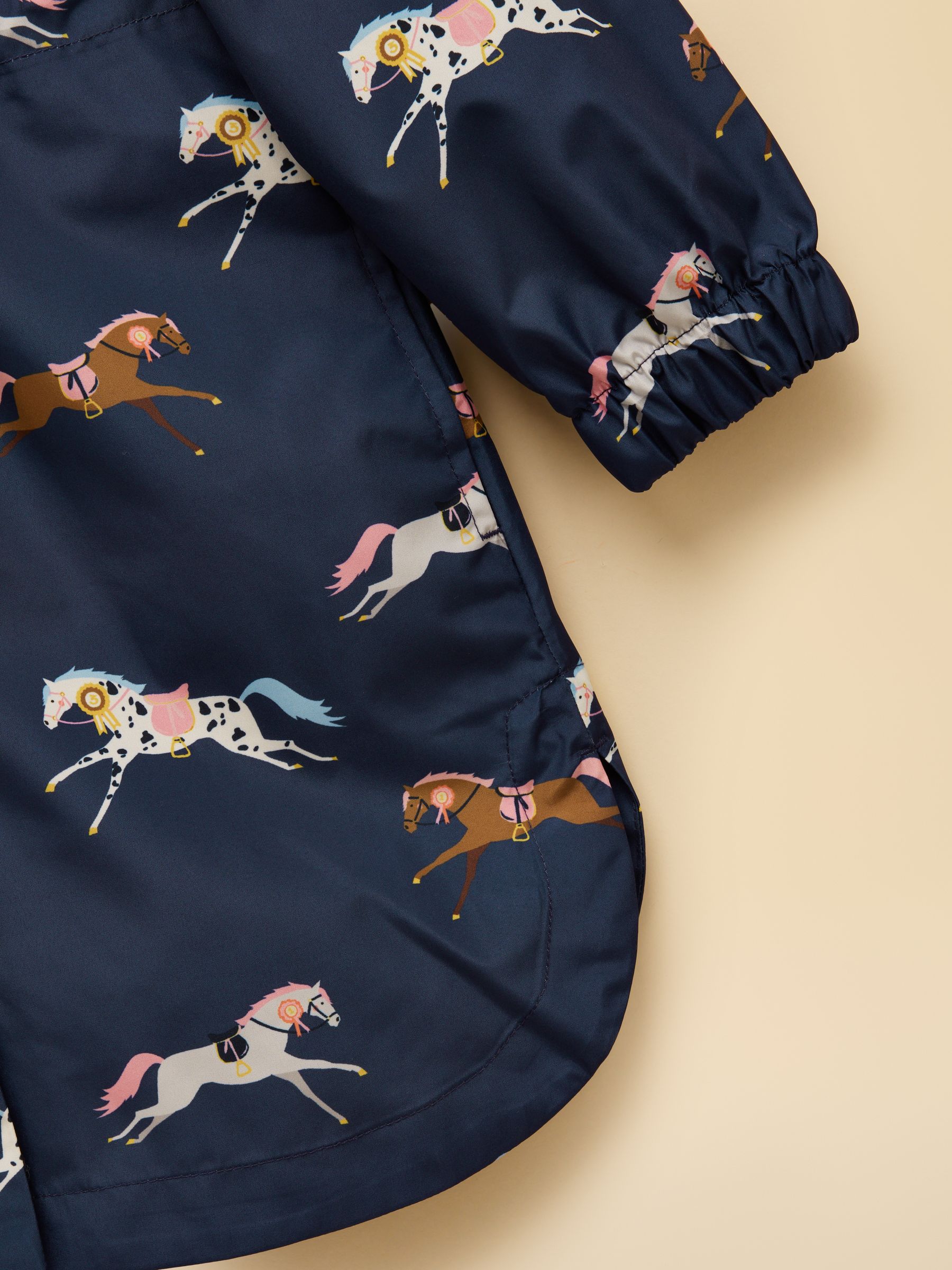 Girls' Rainford Navy Horse Waterproof Packable Raincoat - Image 4 of 6