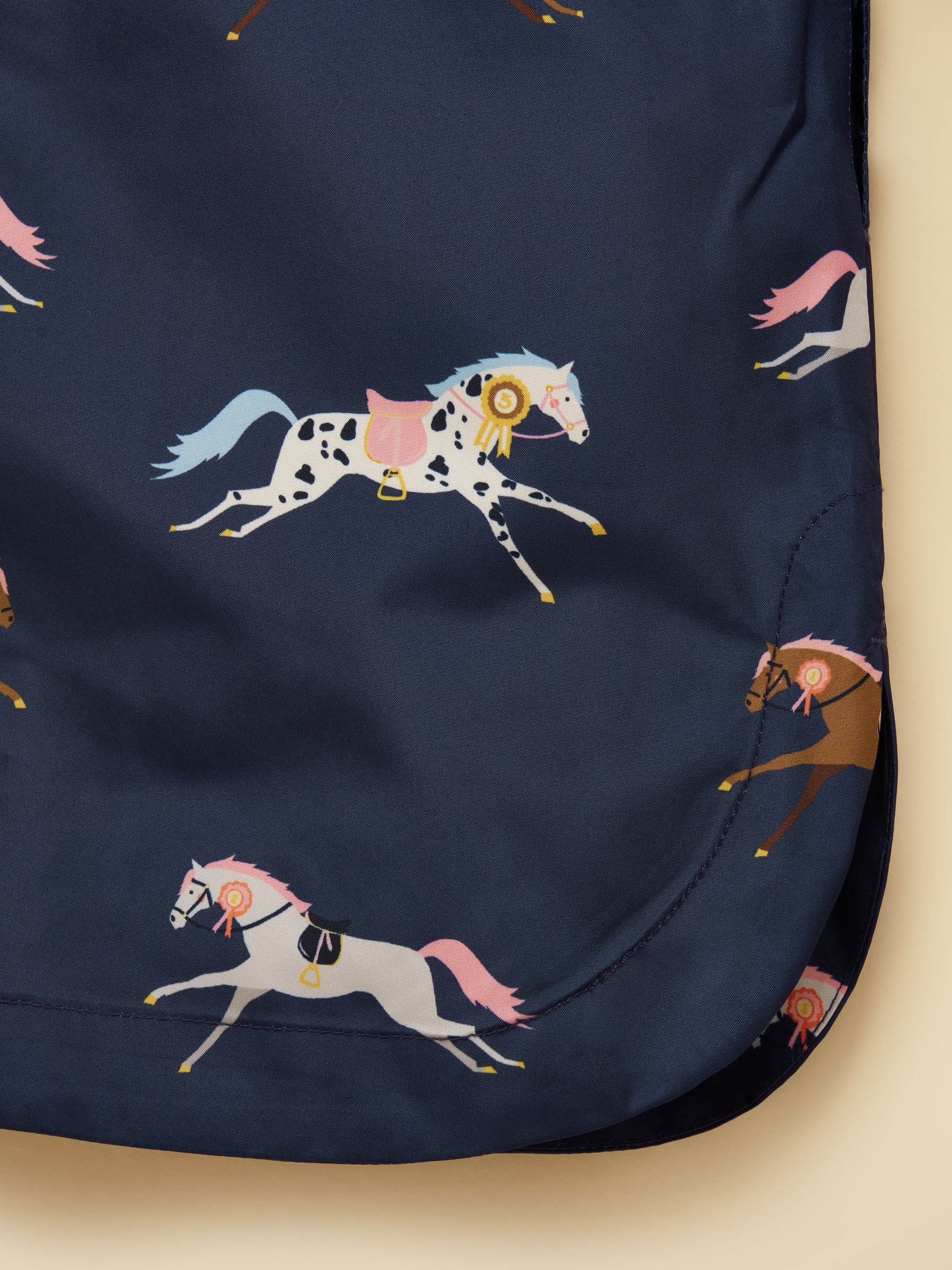 Girls' Rainford Navy Horse Waterproof Packable Raincoat - Image 5 of 6