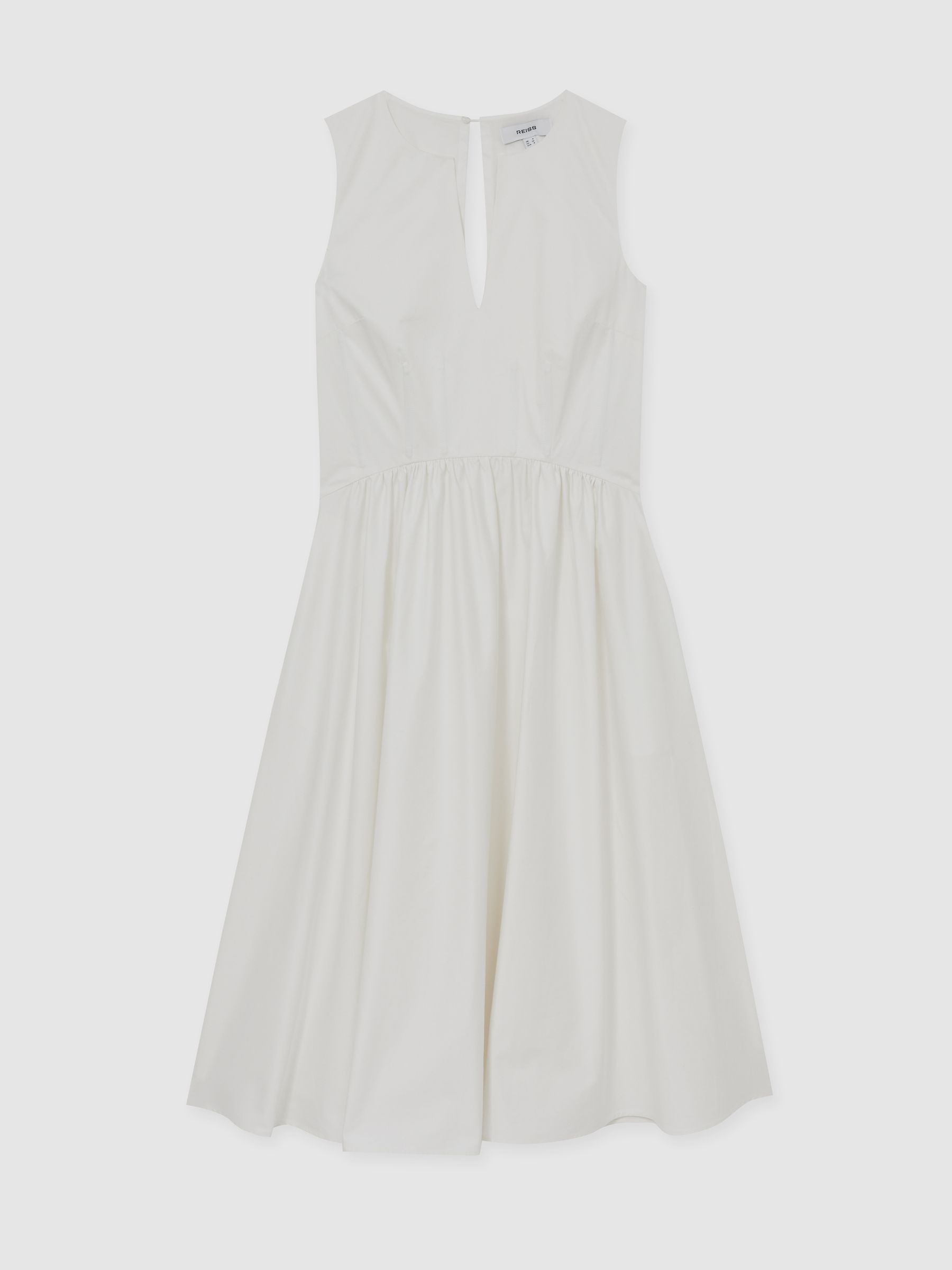 100% Cotton Corset Midi Dress in Ivory - Image 2 of 6