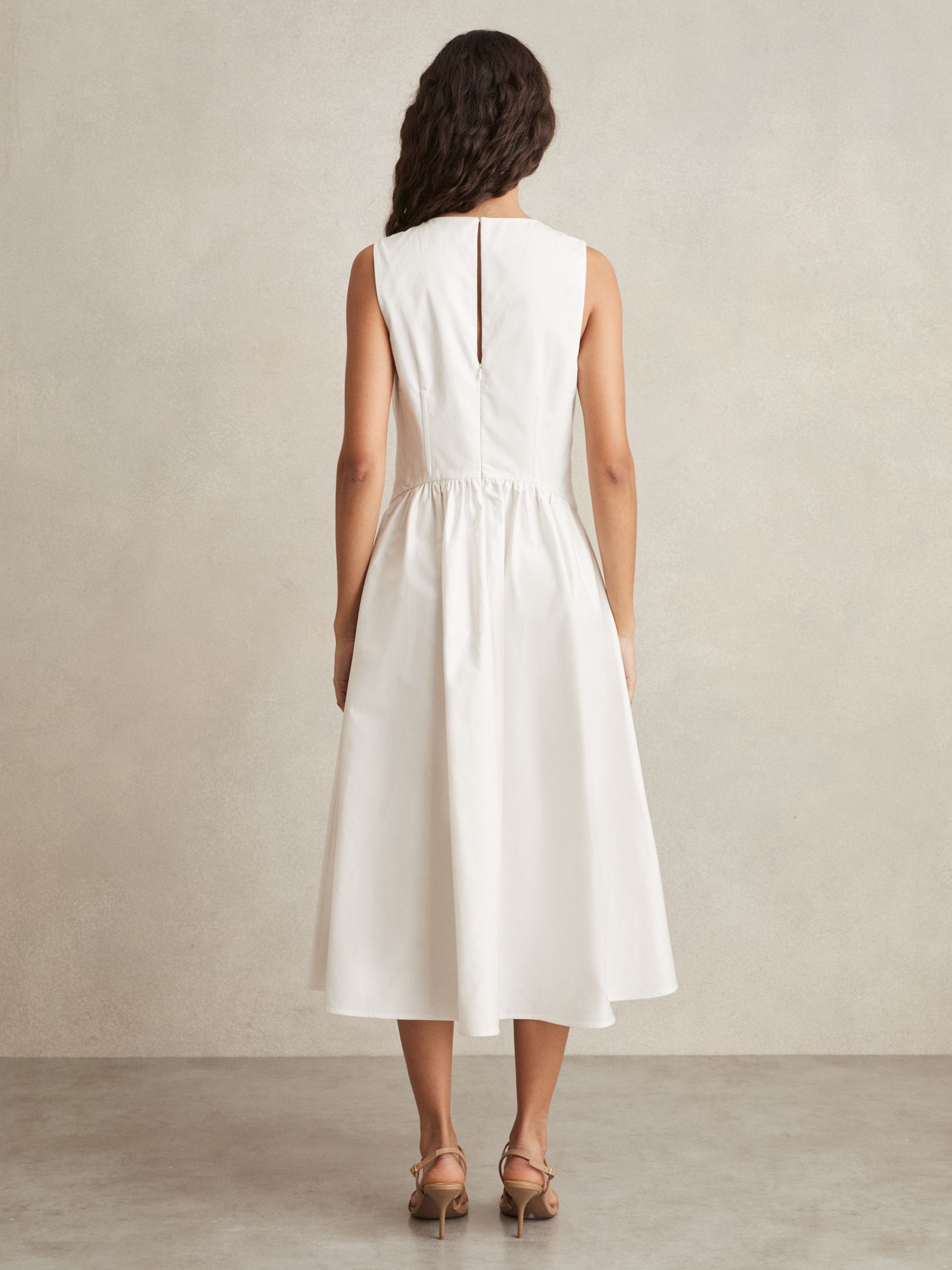 100% Cotton Corset Midi Dress in Ivory - Image 5 of 6
