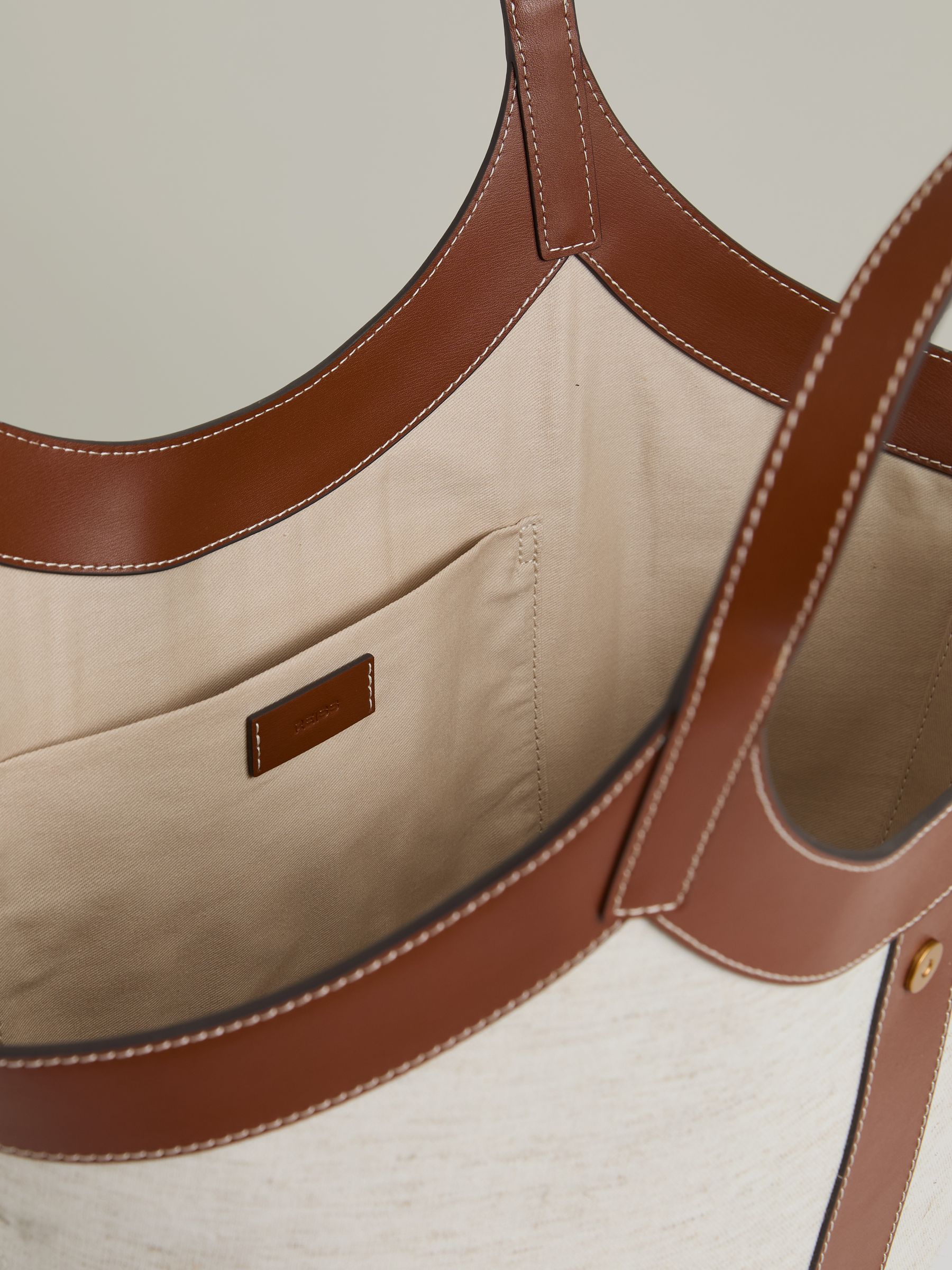 Leather Tote Bag in Natural - Image 3 of 5