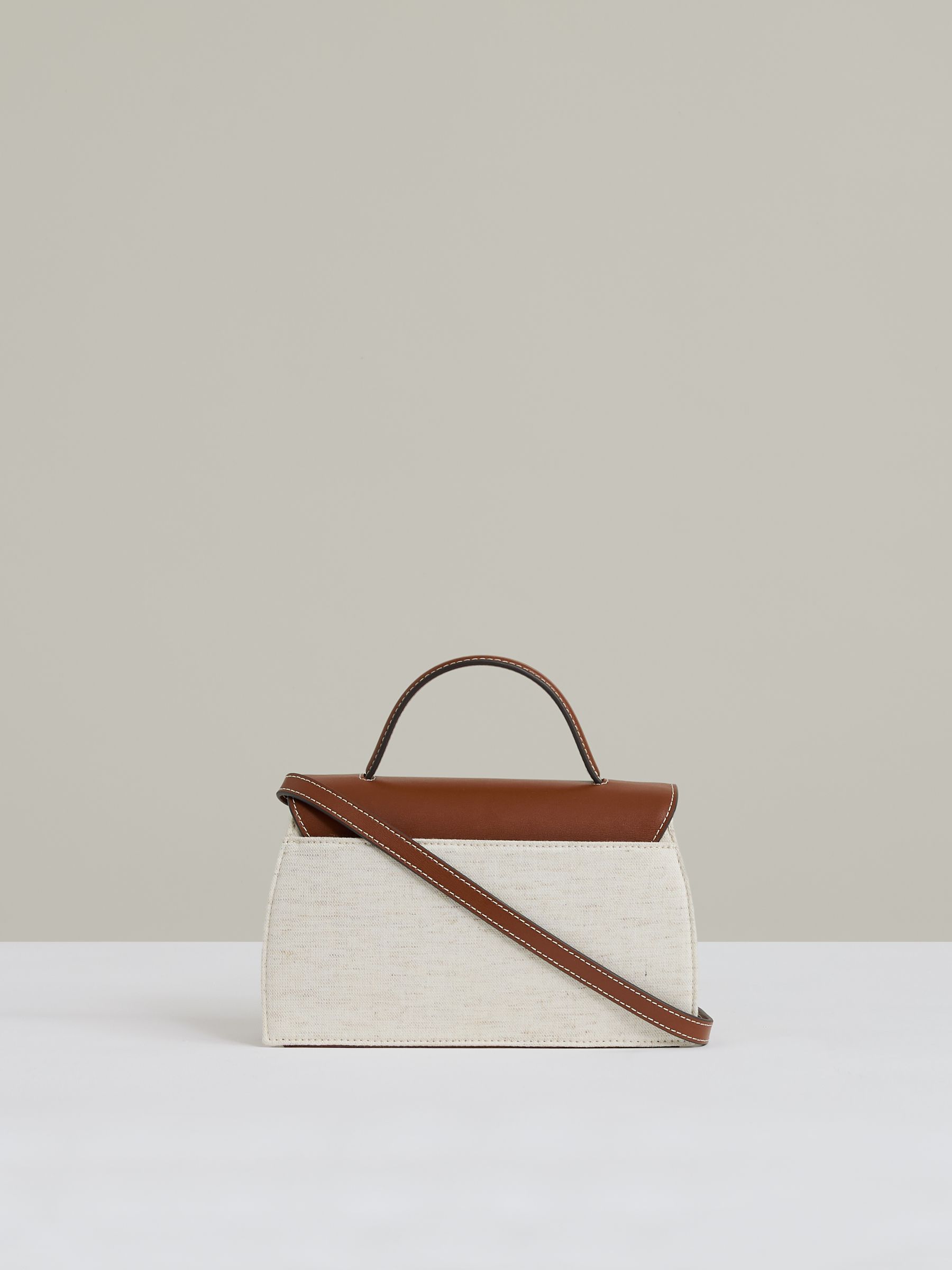 Leather And Cotton Top Handle Bag in Natural - Image 4 of 5