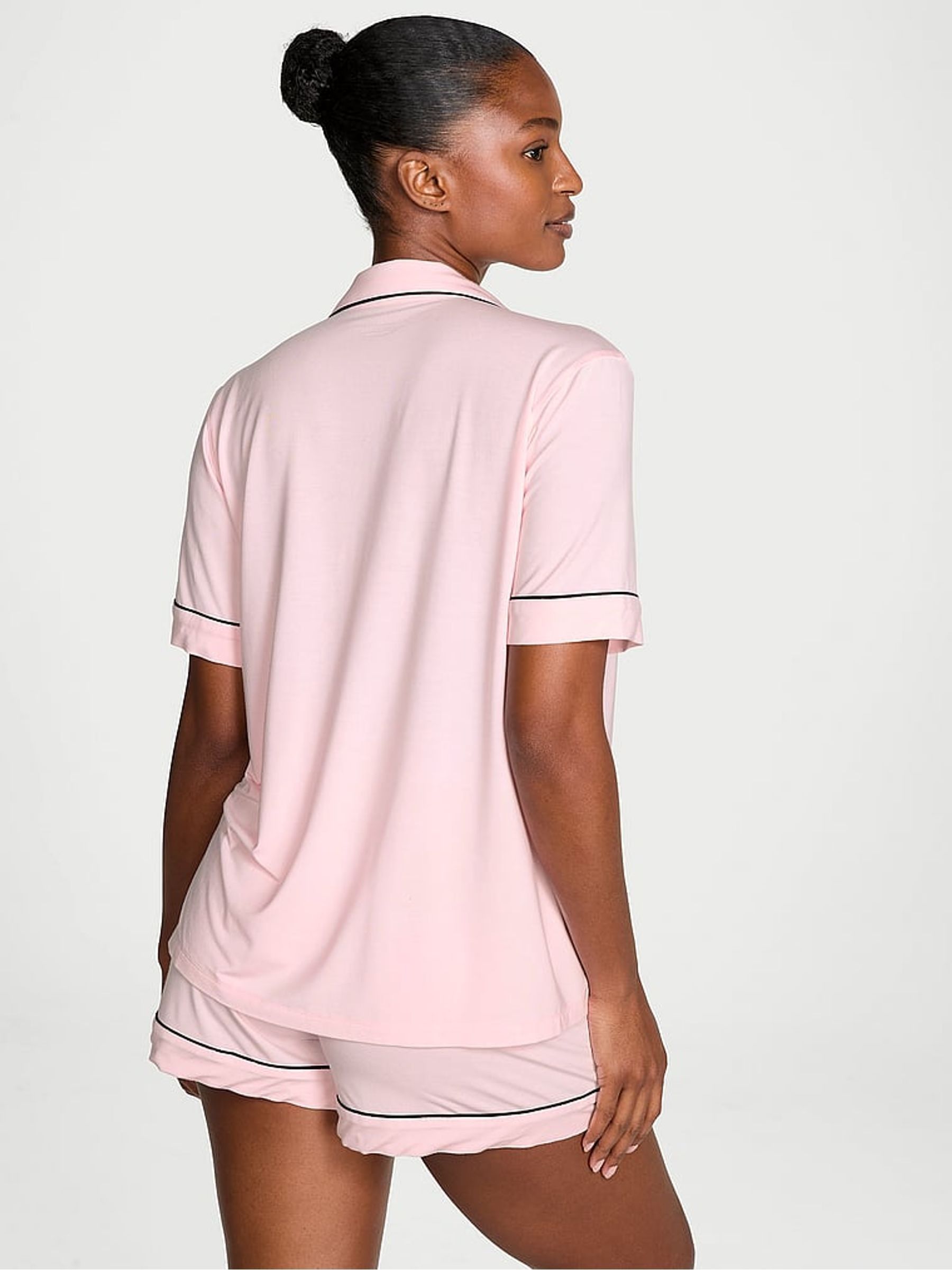 Angel Pink With Black Piping Modal Short Pyjama Set - Image 2 of 2