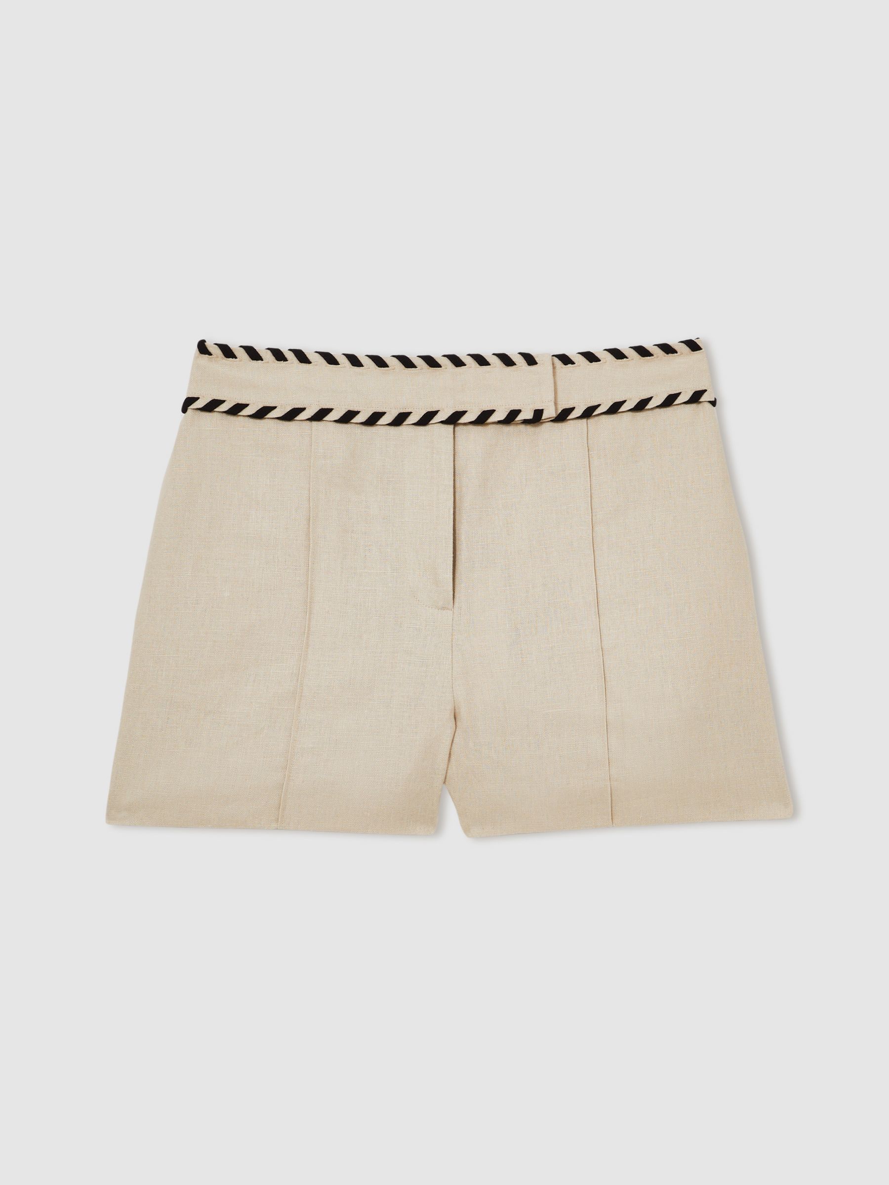 Linen Whipstitch Shorts in Neutral - Image 2 of 6
