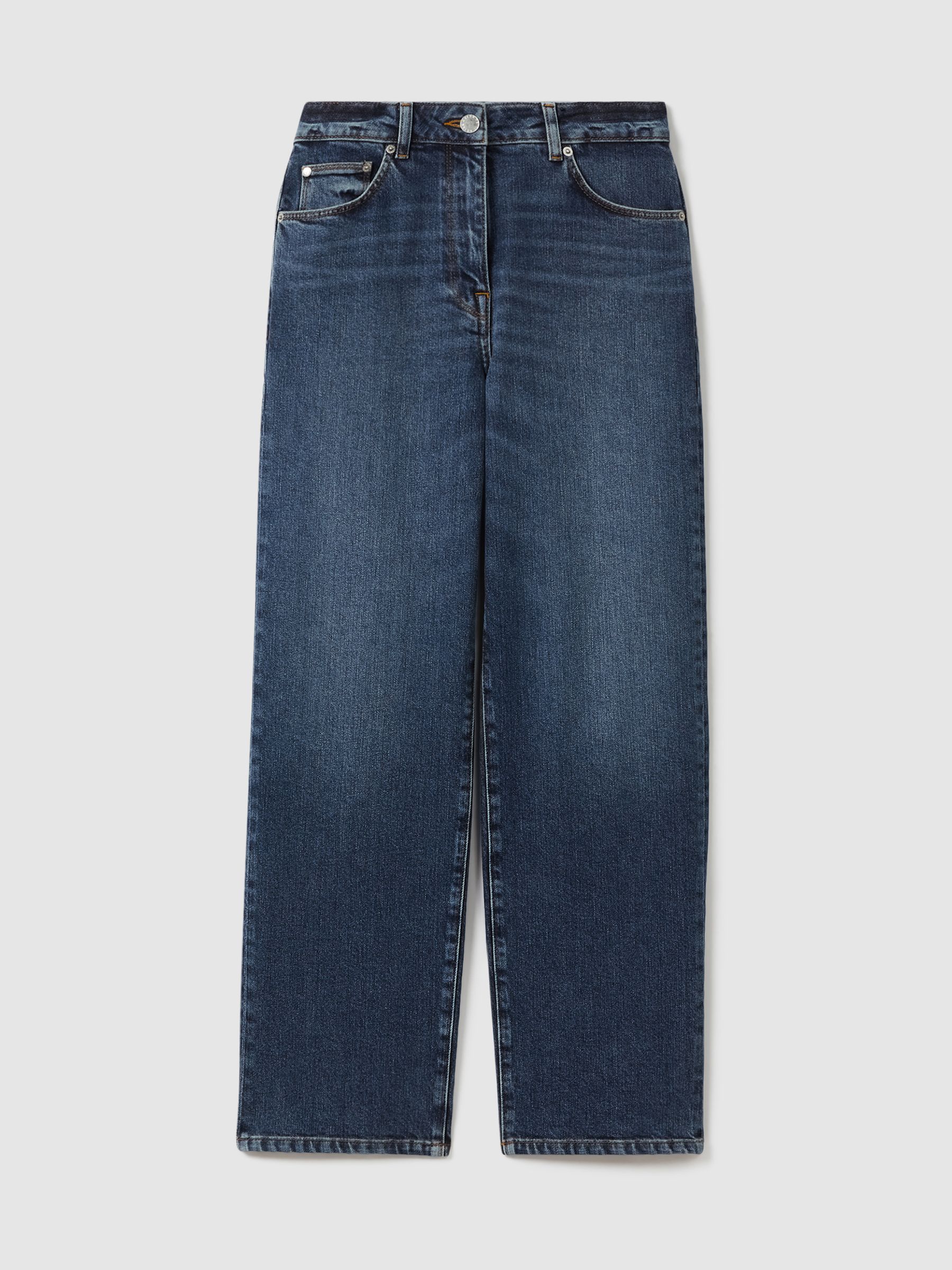 Mid Rise Straight Leg Jeans in Mid Blue - Image 2 of 6