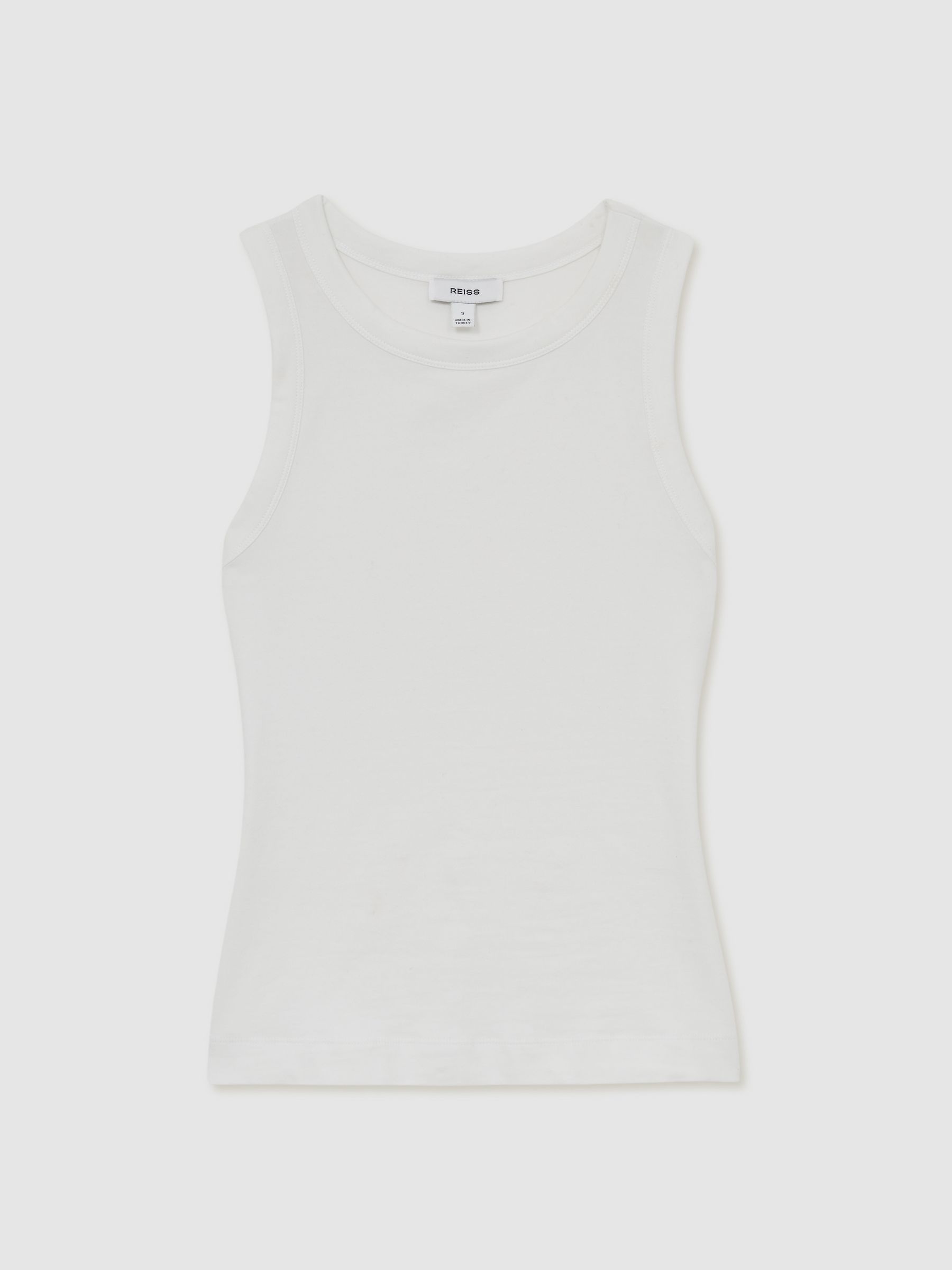 Stretch-Cotton Racerback Vest in White - Image 2 of 7