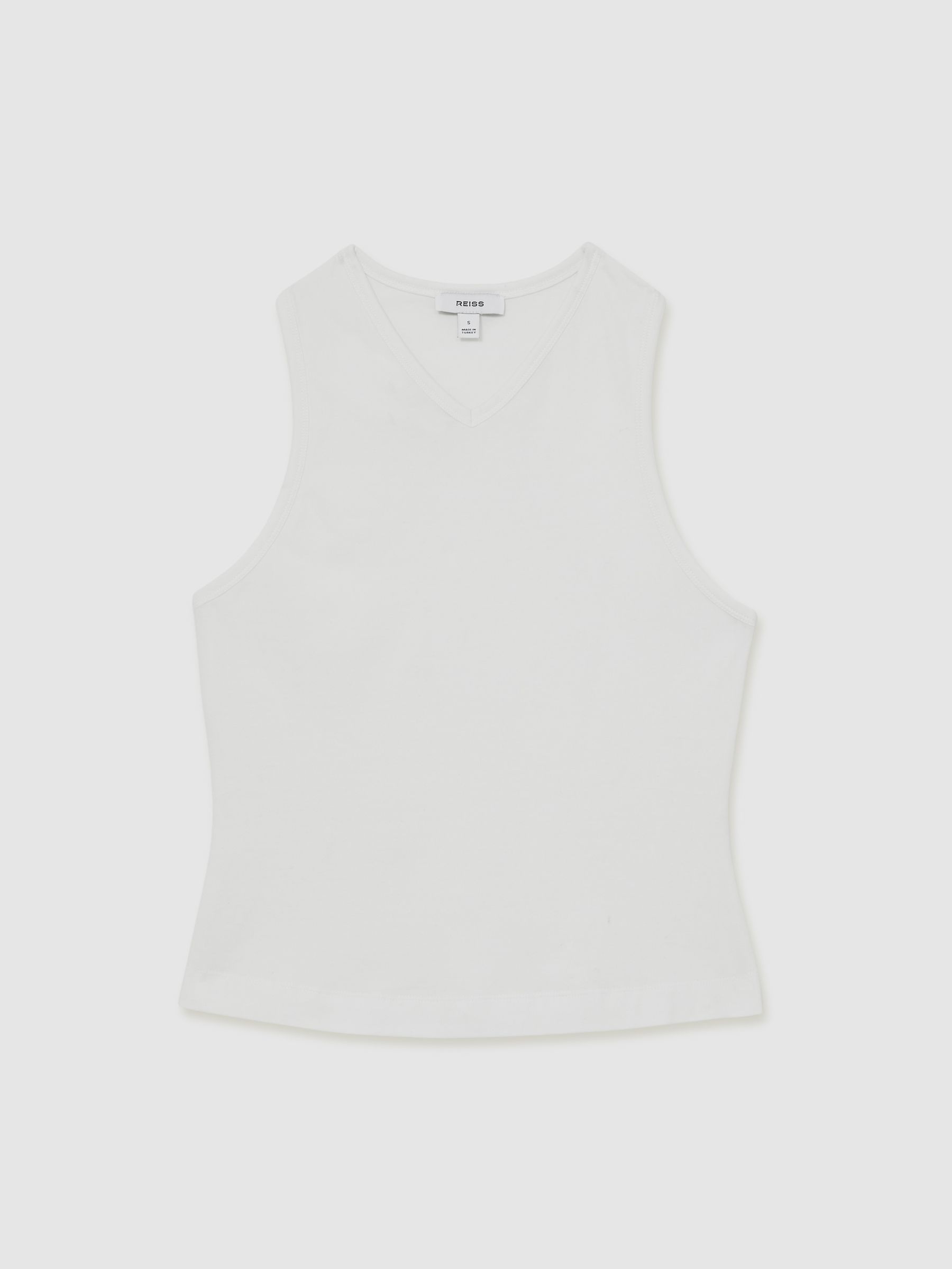 Racerback 100% Cotton Vest Top in White - Image 2 of 6