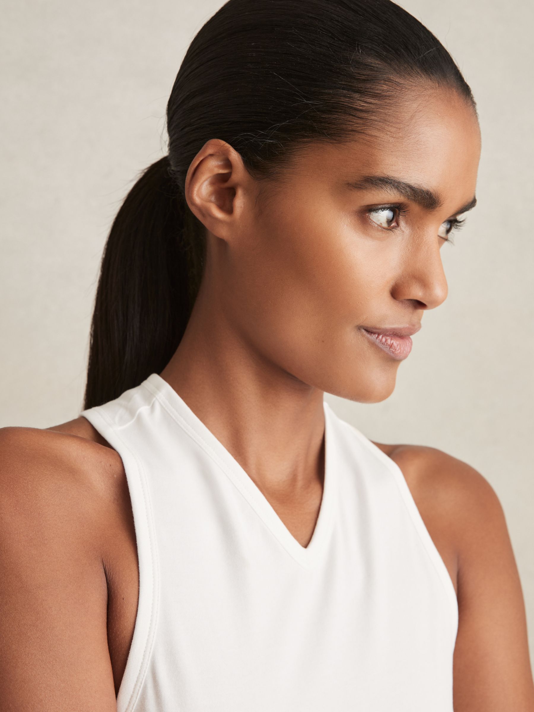 Racerback 100% Cotton Vest Top in White - Image 4 of 6