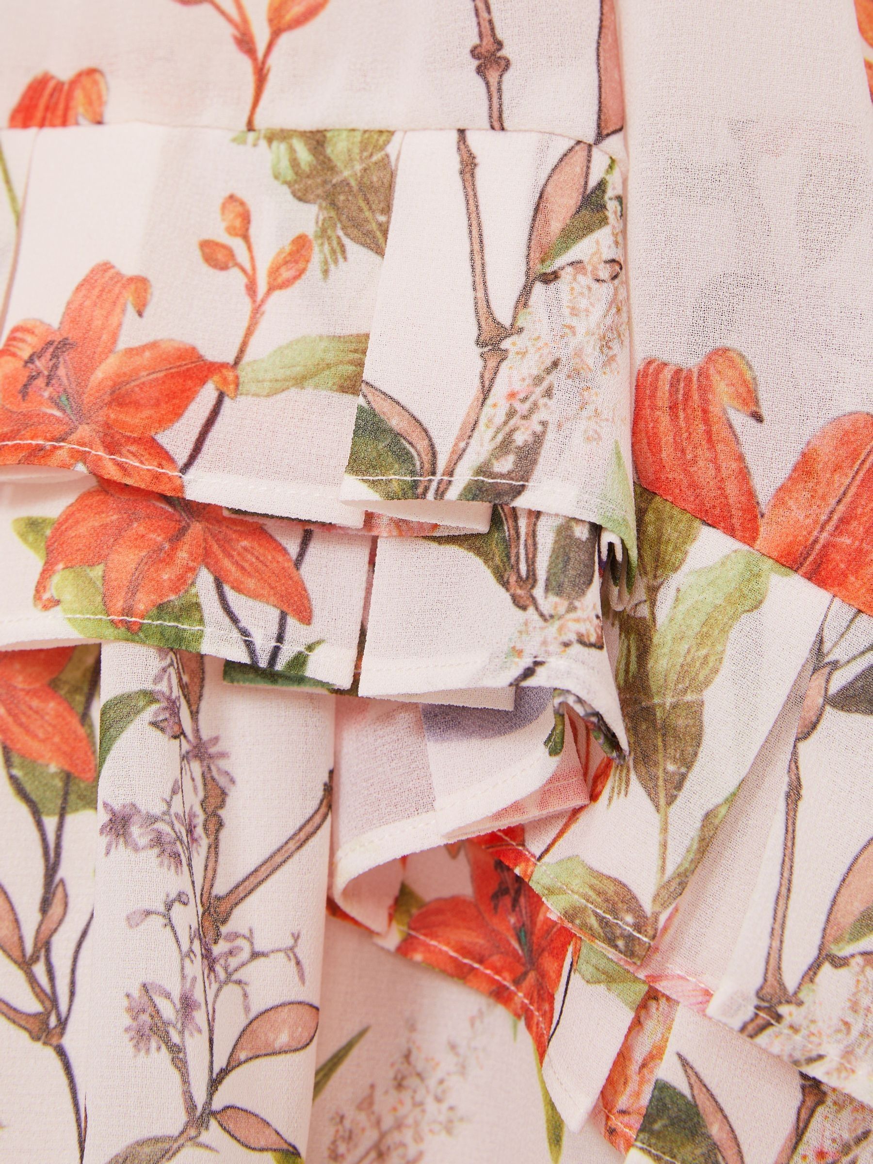 9-13 yrs Chiffon Floral-Print Tiered Dress in Pink Print - Image 4 of 4