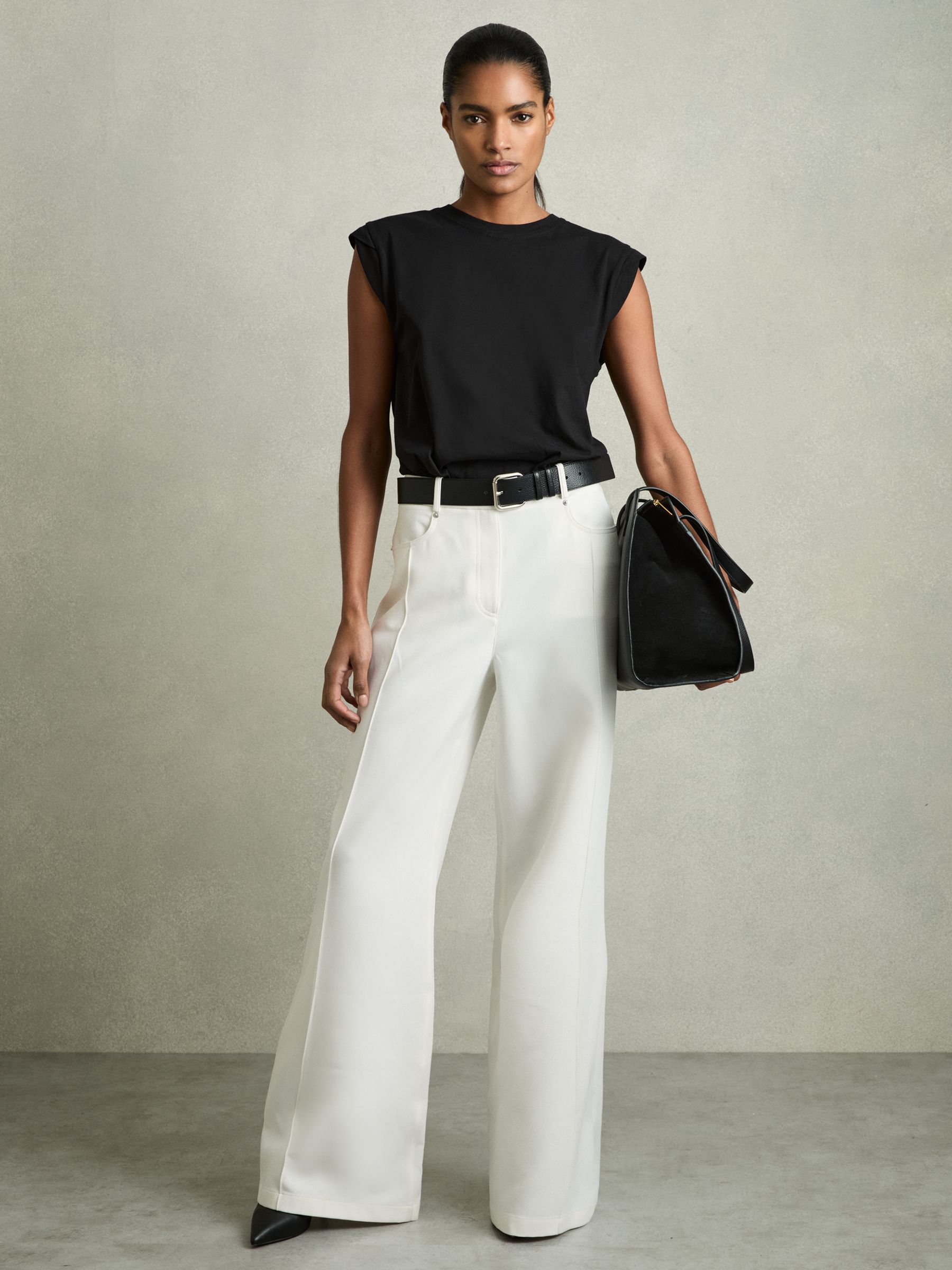 Cotton Cap Sleeve T-Shirt in Black - Image 3 of 5