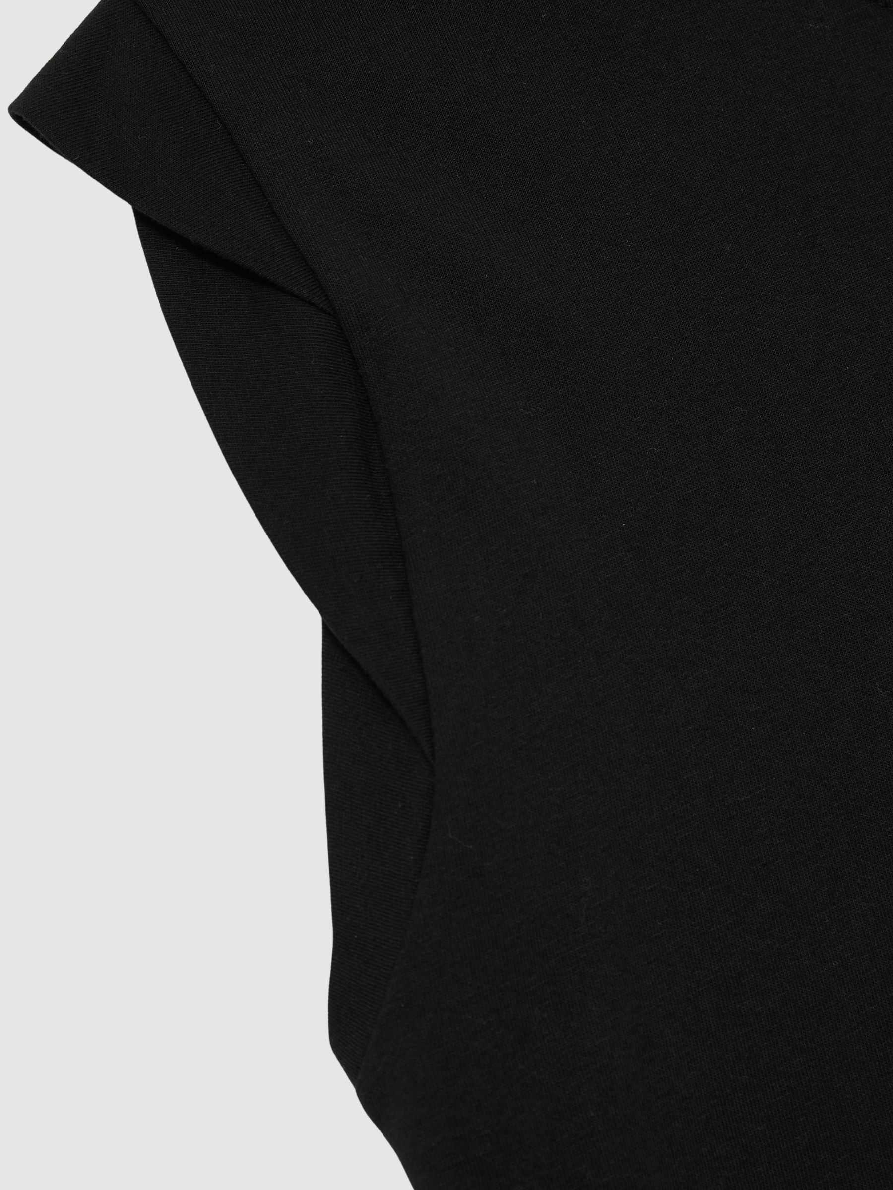 Cotton Cap Sleeve T-Shirt in Black - Image 5 of 5