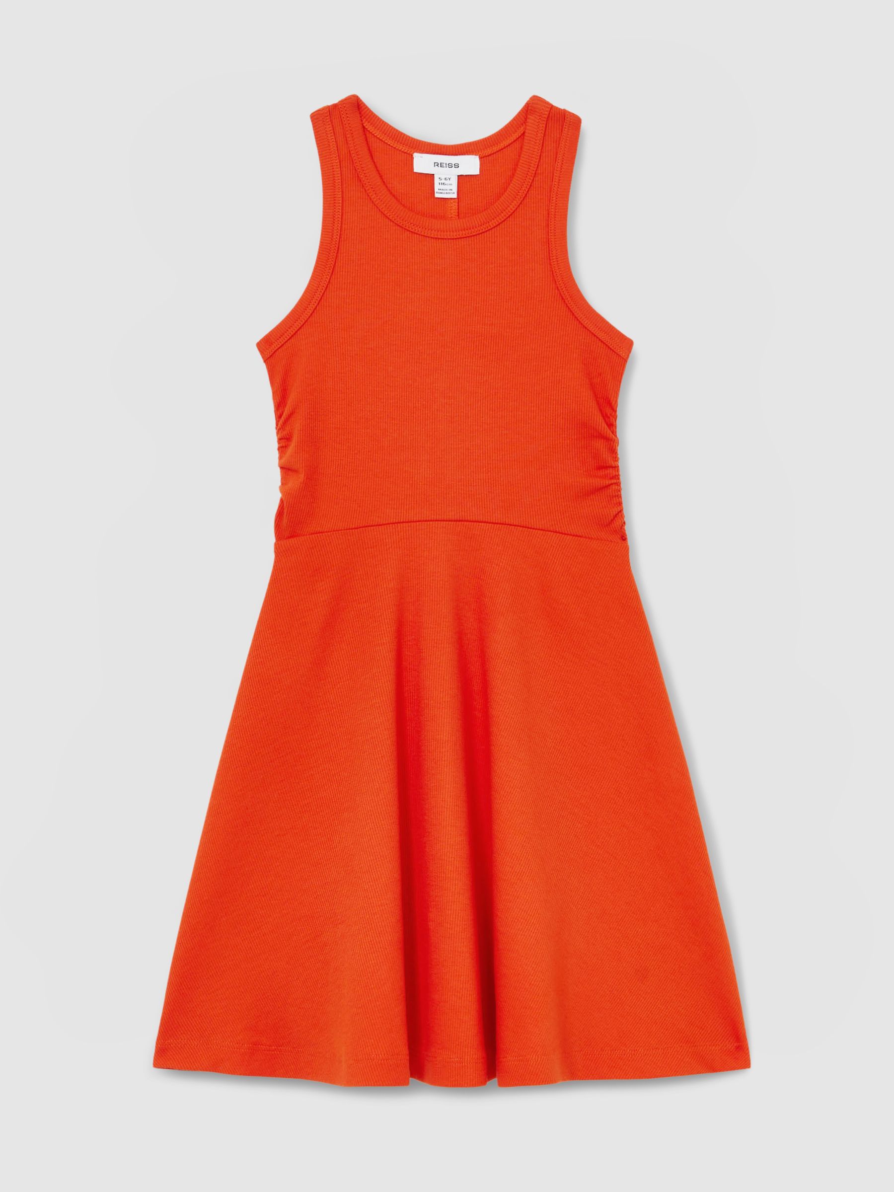Jersey Ruched Skater Dress in Orange - Image 1 of 4