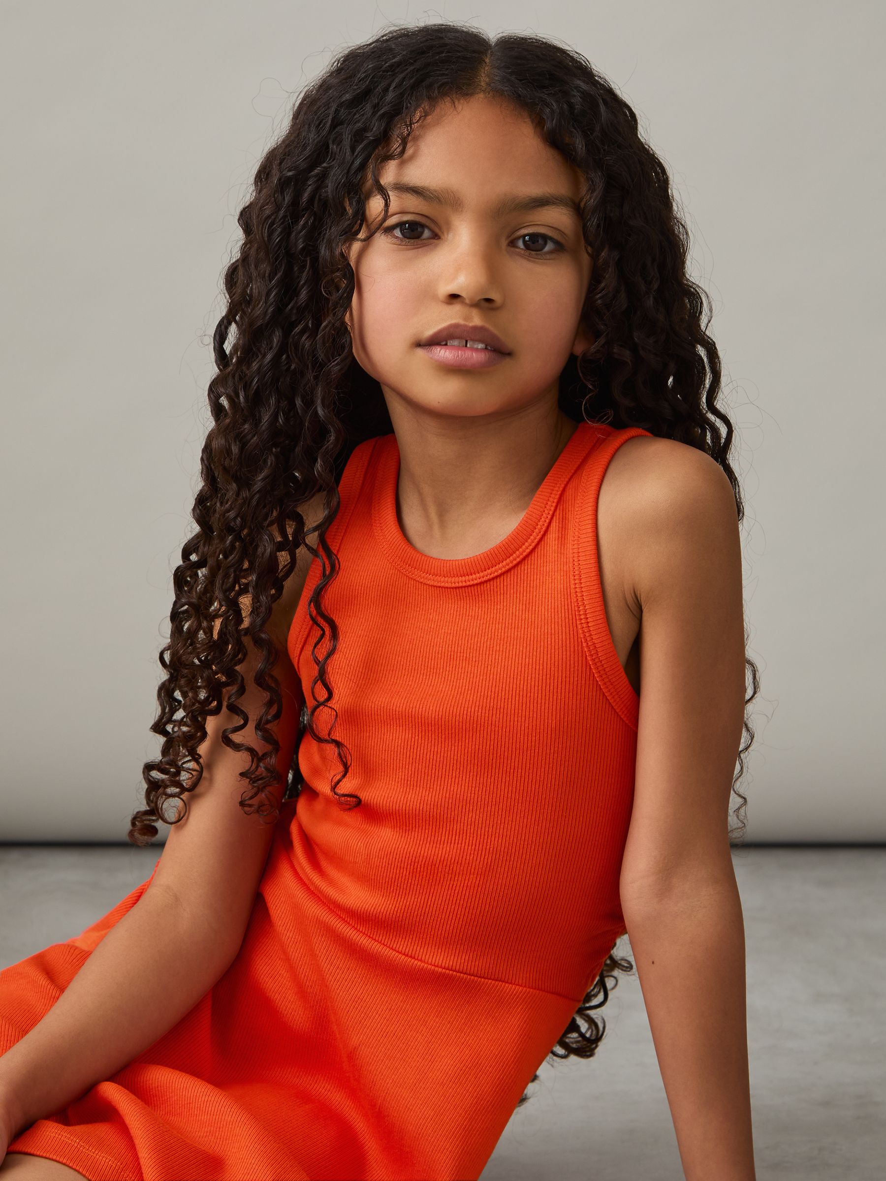 Jersey Ruched Skater Dress in Orange - Image 3 of 4