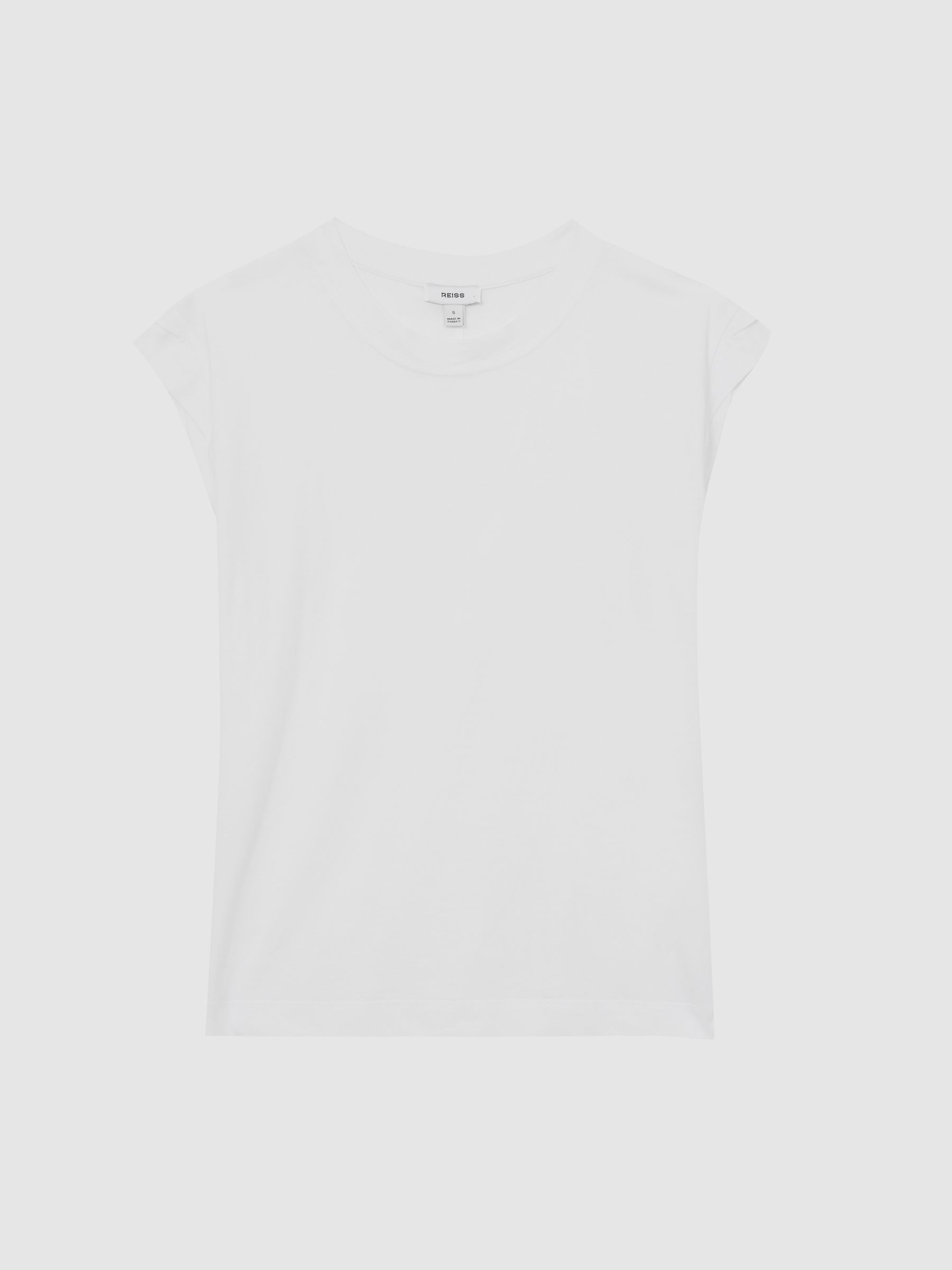 Cotton Cap Sleeve T-Shirt in White - Image 2 of 7