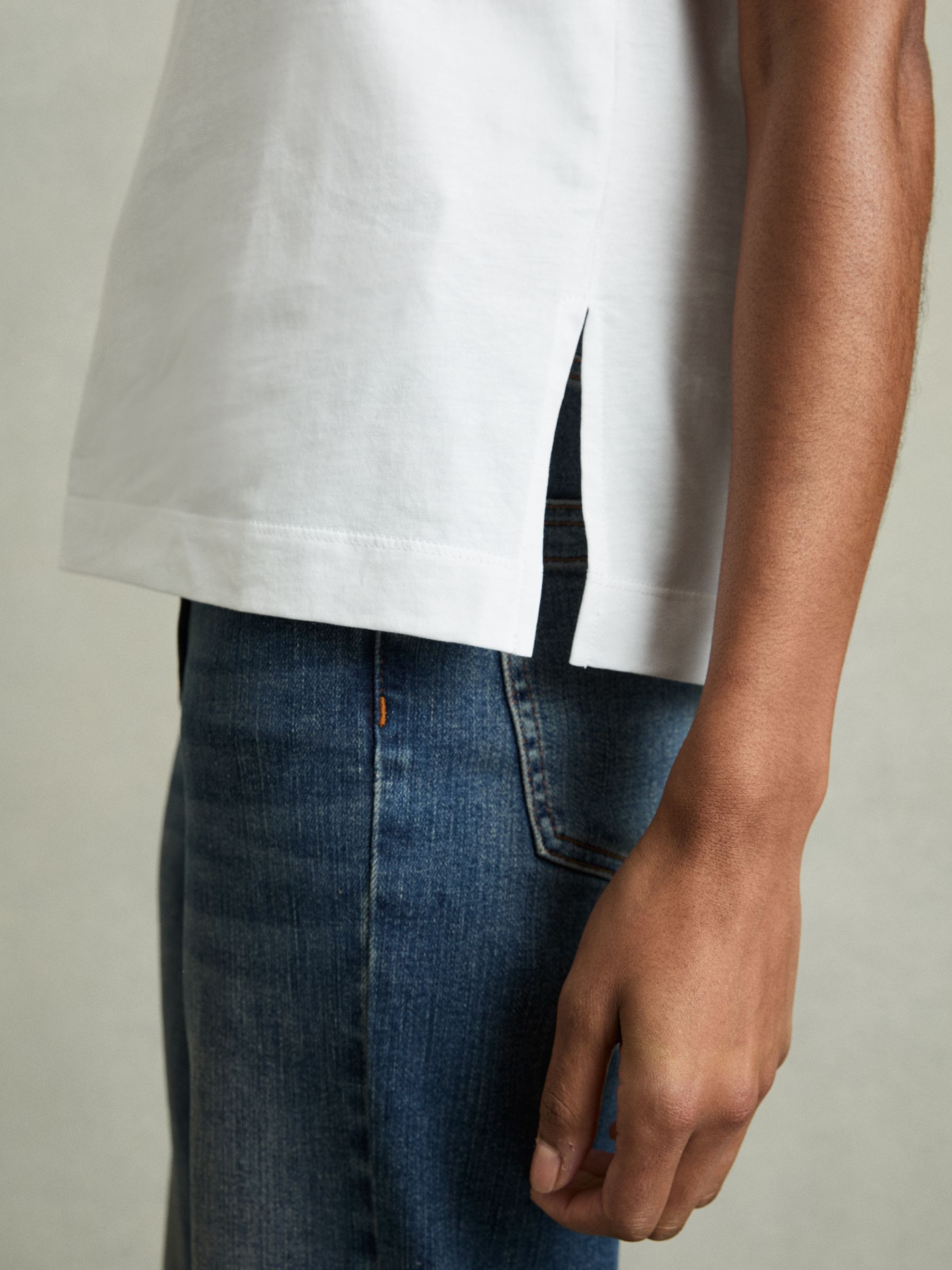 Cotton Cap Sleeve T-Shirt in White - Image 5 of 7