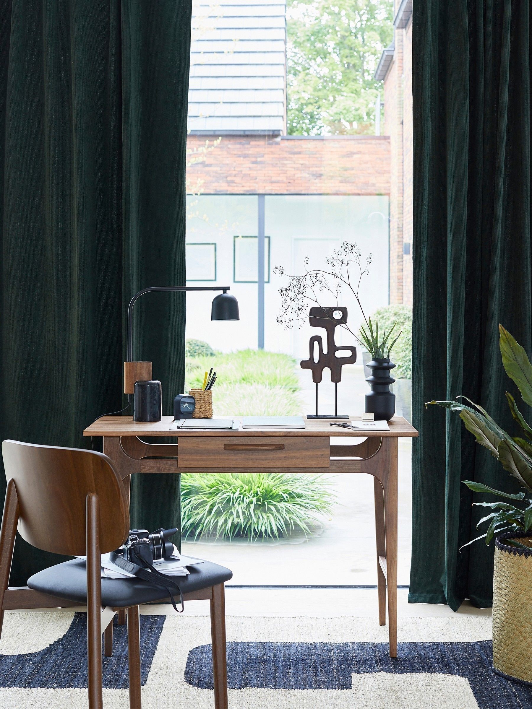 La Redoute Intérieurs Walnut Larsen Vintage Desk with 1 Drawer - Image 1 of 6 La Redoute Intérieurs Walnut Larsen Vintage Desk with 1 Drawer - Image 1 of 6