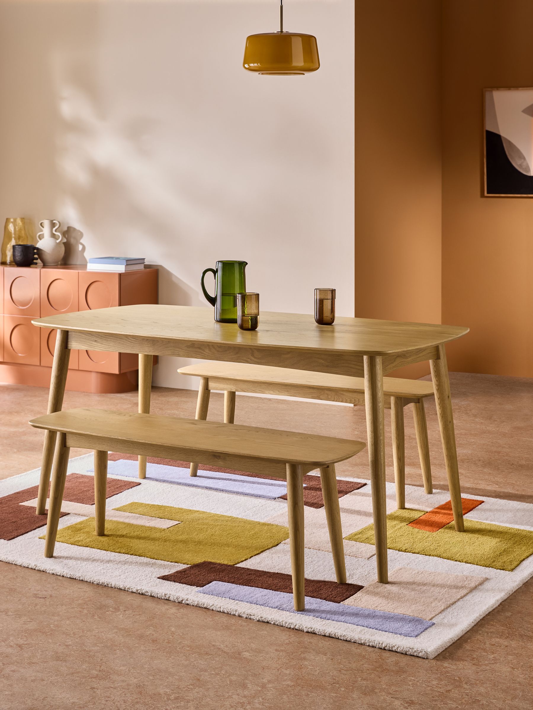 Deauville 6 Seater Dining Bench Set in Oak - Image 1 of 6