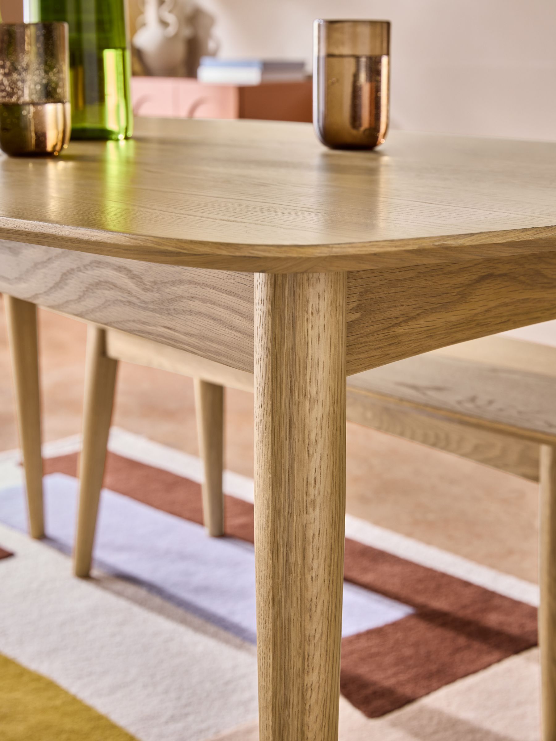 Deauville 6 Seater Dining Bench Set in Oak - Image 3 of 6