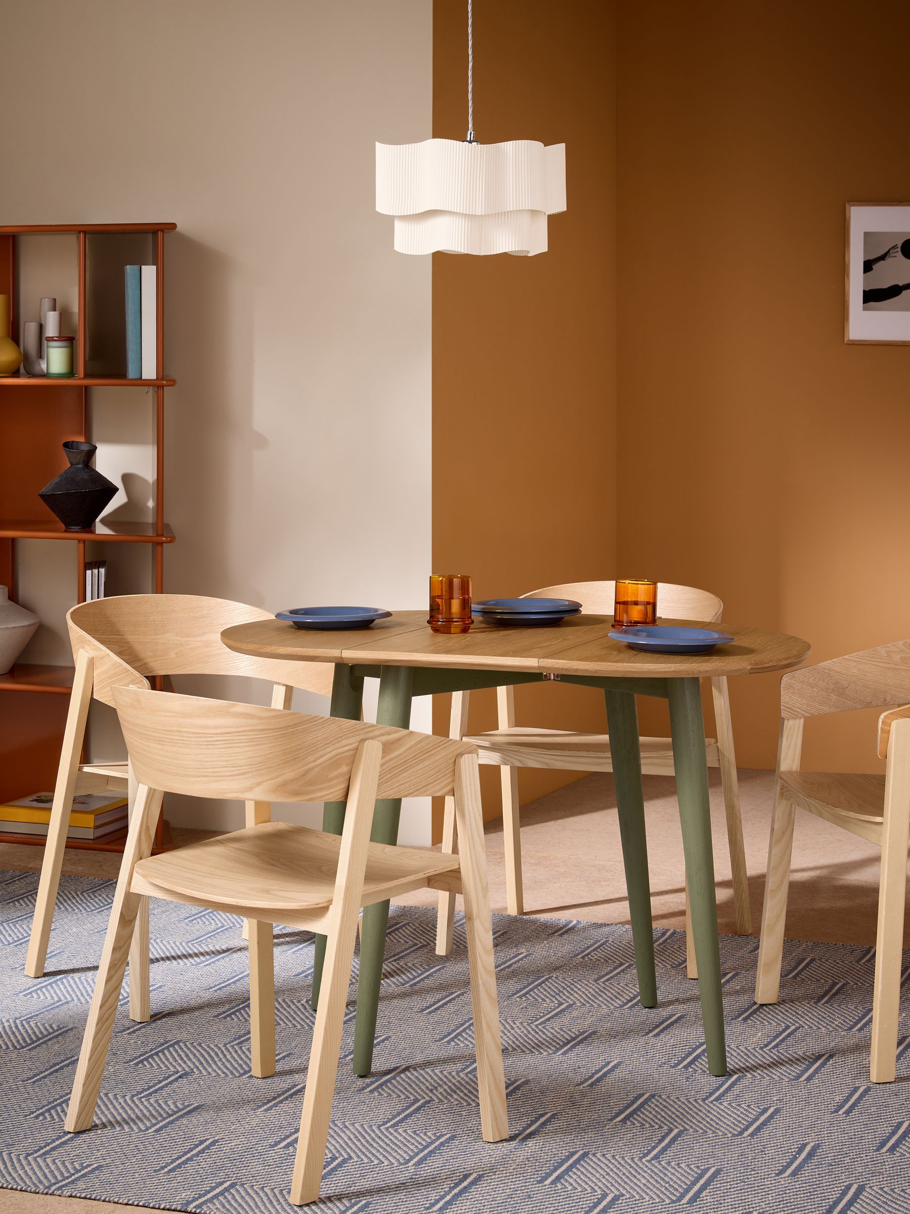 Oak and Green Legs Deauville Square 4 Seater Drop Leaf Dining Table - Image 2 of 8 Oak and Green Legs Deauville Square 4 Seater Drop Leaf Dining Table - Image 2 of 8