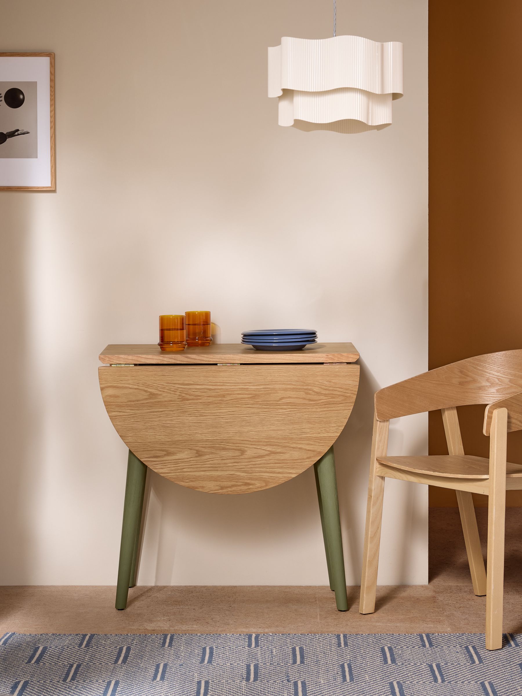 Oak and Green Legs Deauville Square 4 Seater Drop Leaf Dining Table - Image 4 of 8