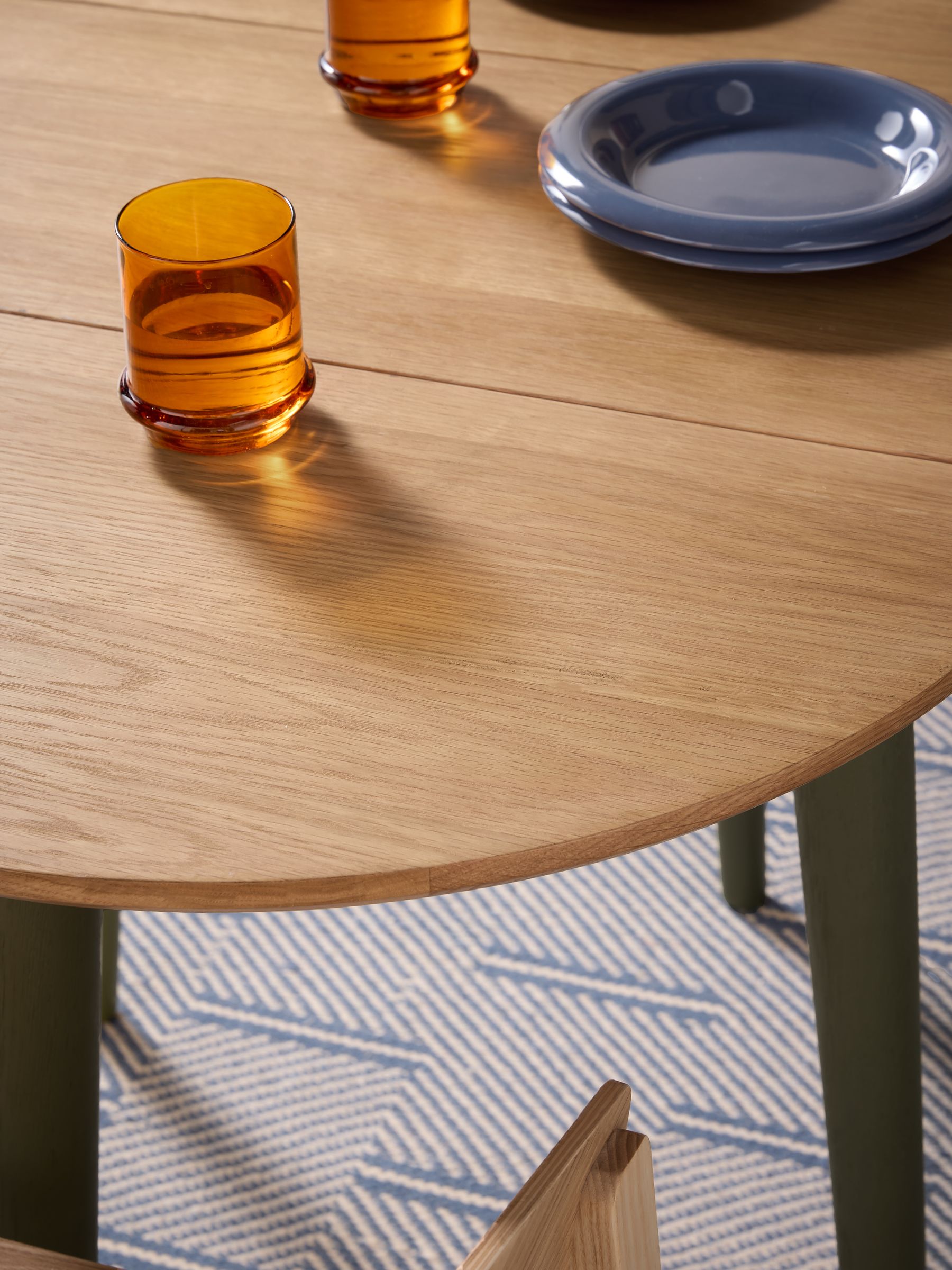 Oak and Green Legs Deauville Square 4 Seater Drop Leaf Dining Table - Image 5 of 8