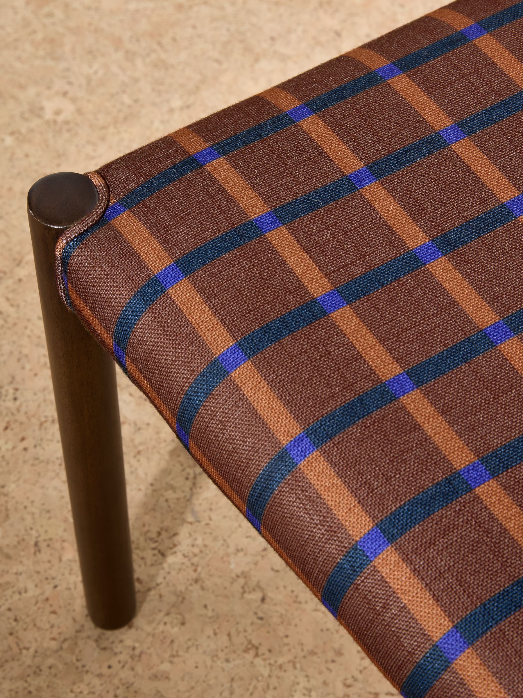 Set of 2 Dark Wood and Rust Brown Cale Check Rhye Dining Chairs - Image 3 of 3