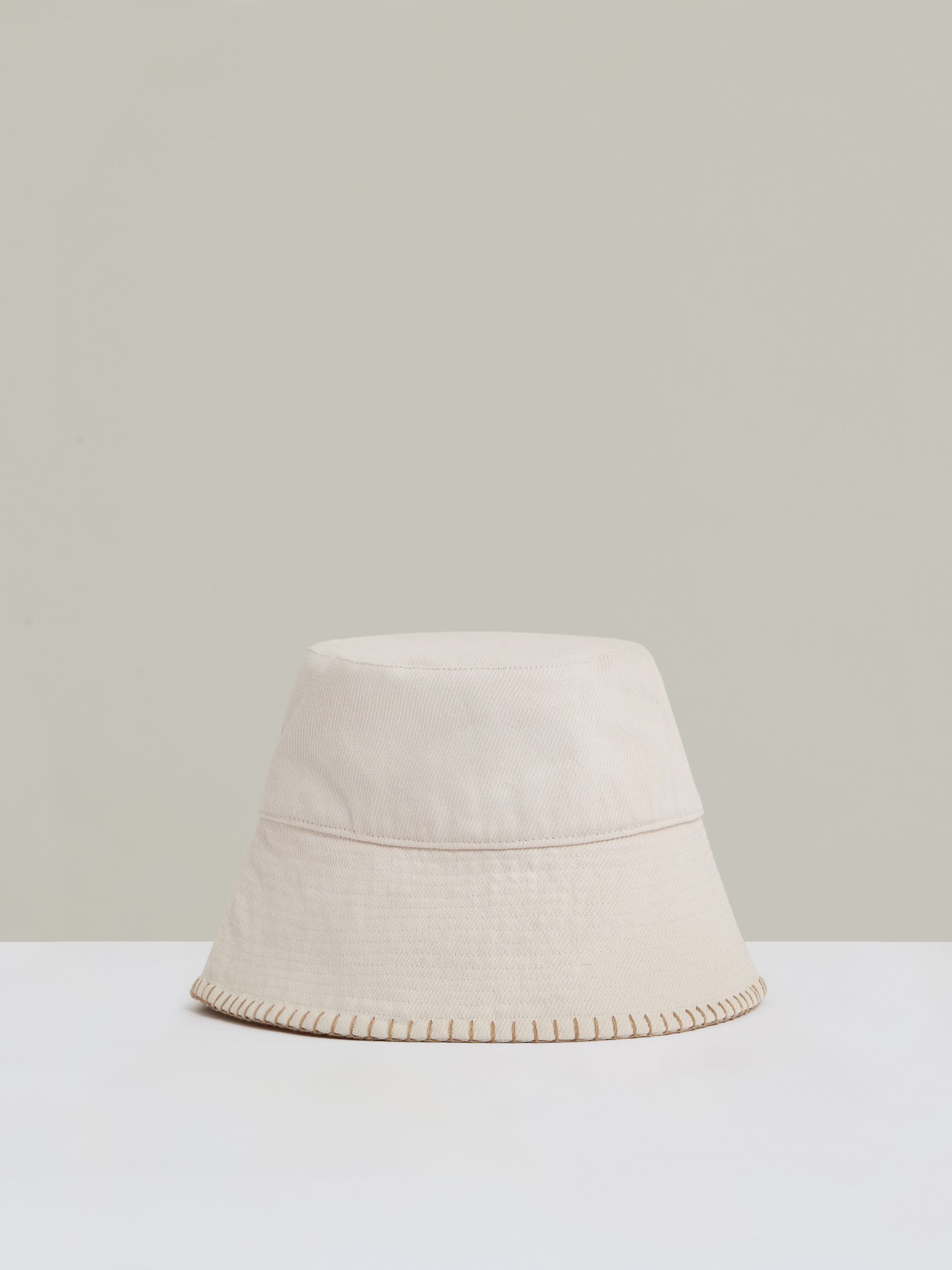 Cotton Blanket-Stitch Bucket Hat in Off White - Image 3 of 4